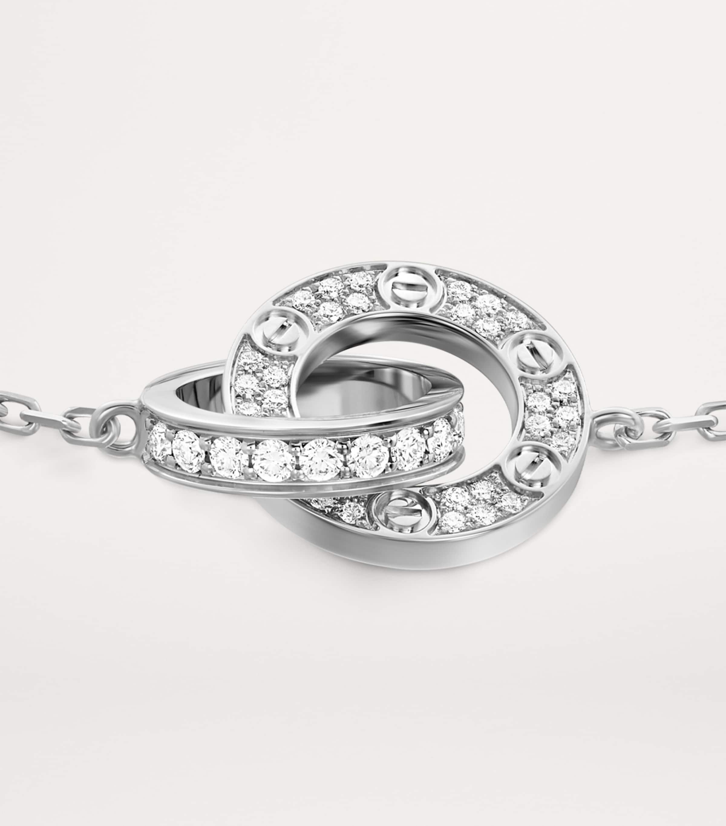 White Gold and Diamond LOVE Chain Bracelet WHITE GOLD Image 6