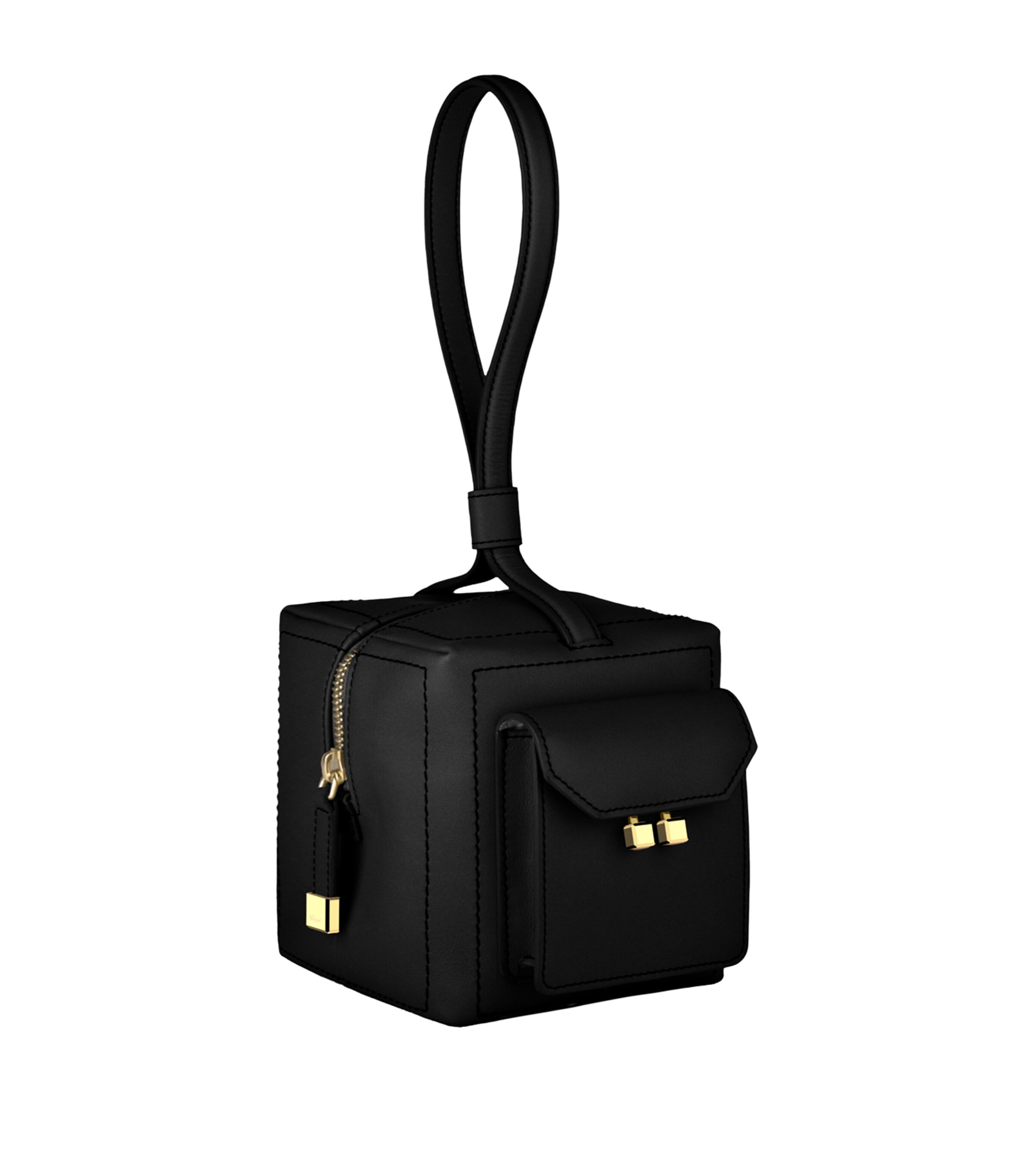 Chopard Mini Leather Ice Cube Top-Handle Bag Black Image 3