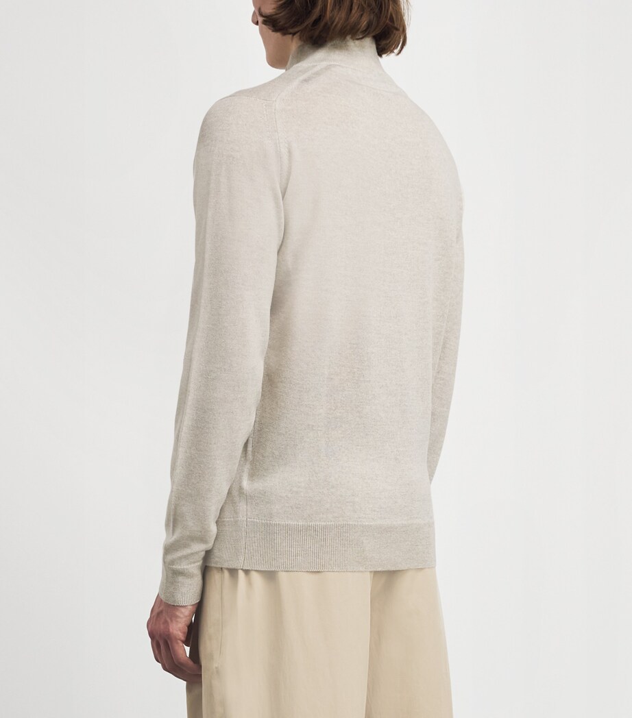 John Smedley Mens Merino Wool Tapton Quarter-Zip Sweater Grey Fleece Image 5