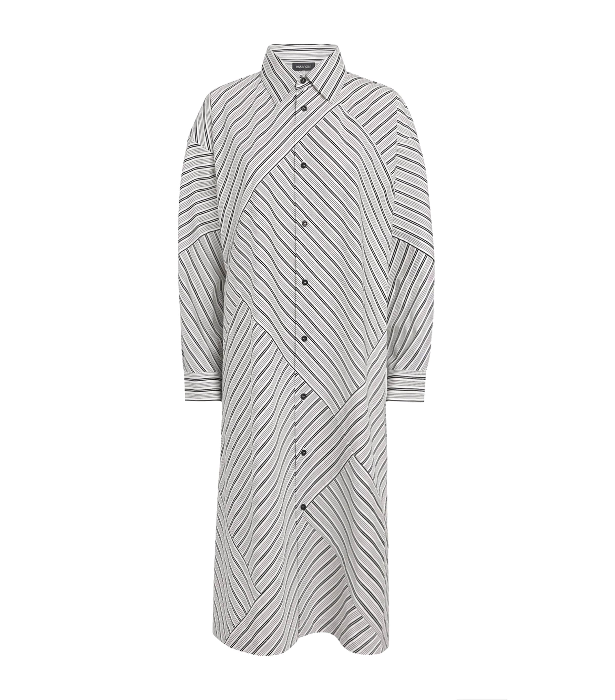 Eskandar Cotton Poplin Midi Shirt Dress In White