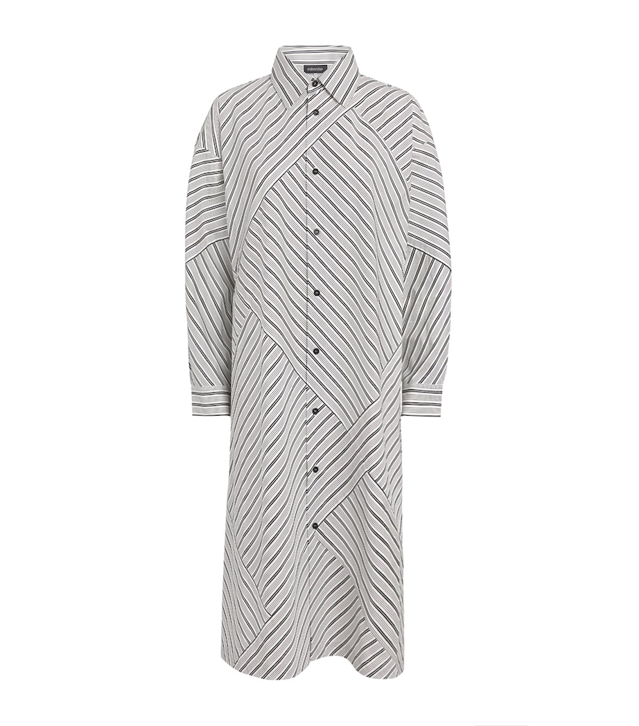 Stripe A-Line Midi Shirt Dress BLKSTRIPE Image 1