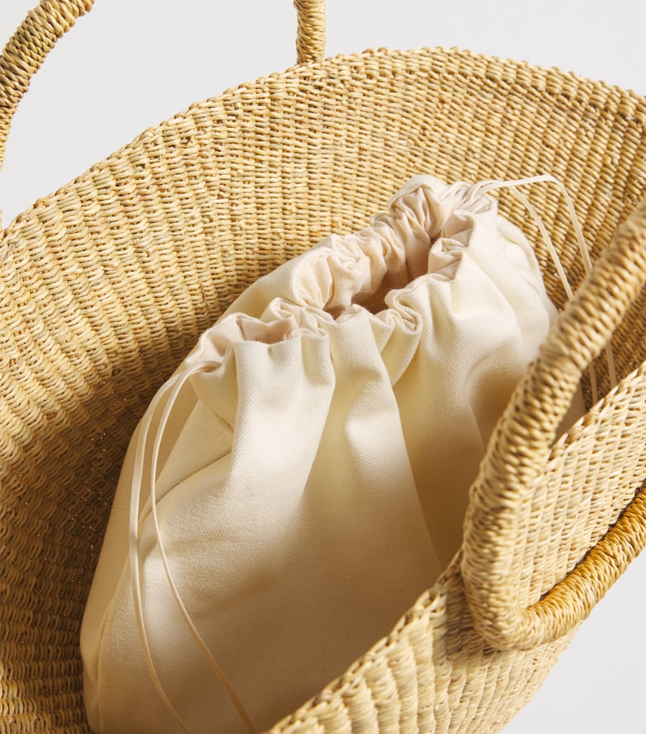 Medium Straw Luna Tote Bag NATRAL NATRAL ECRU B Image 4