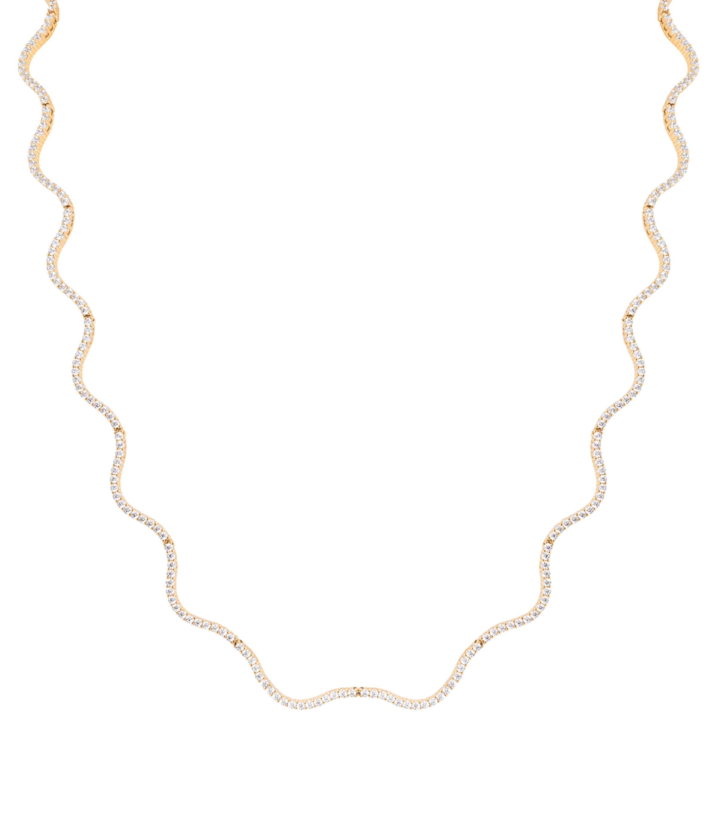 Astrid & Miyu Gold-Plated and Cubic Zirconia Ripple Tennis Necklace Gold Image 1