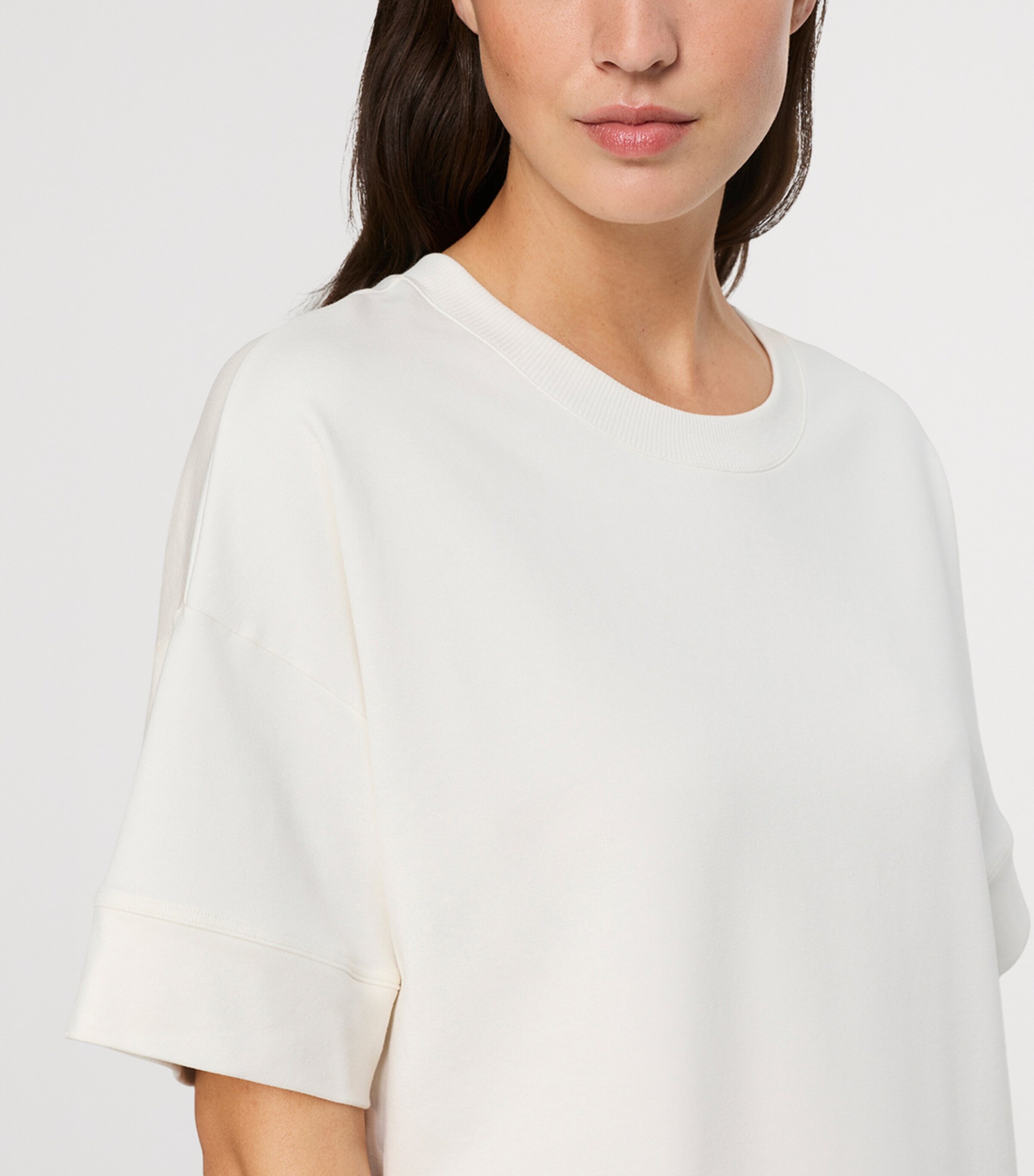 Hanro Womens Stretch-Cotton Natural Living Sweatshirt Misty White Image 6