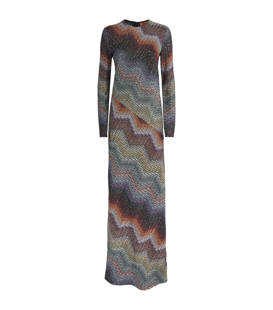 Missoni Womens Sequin Zigzag Maxi Dress Multi Dark Image 1