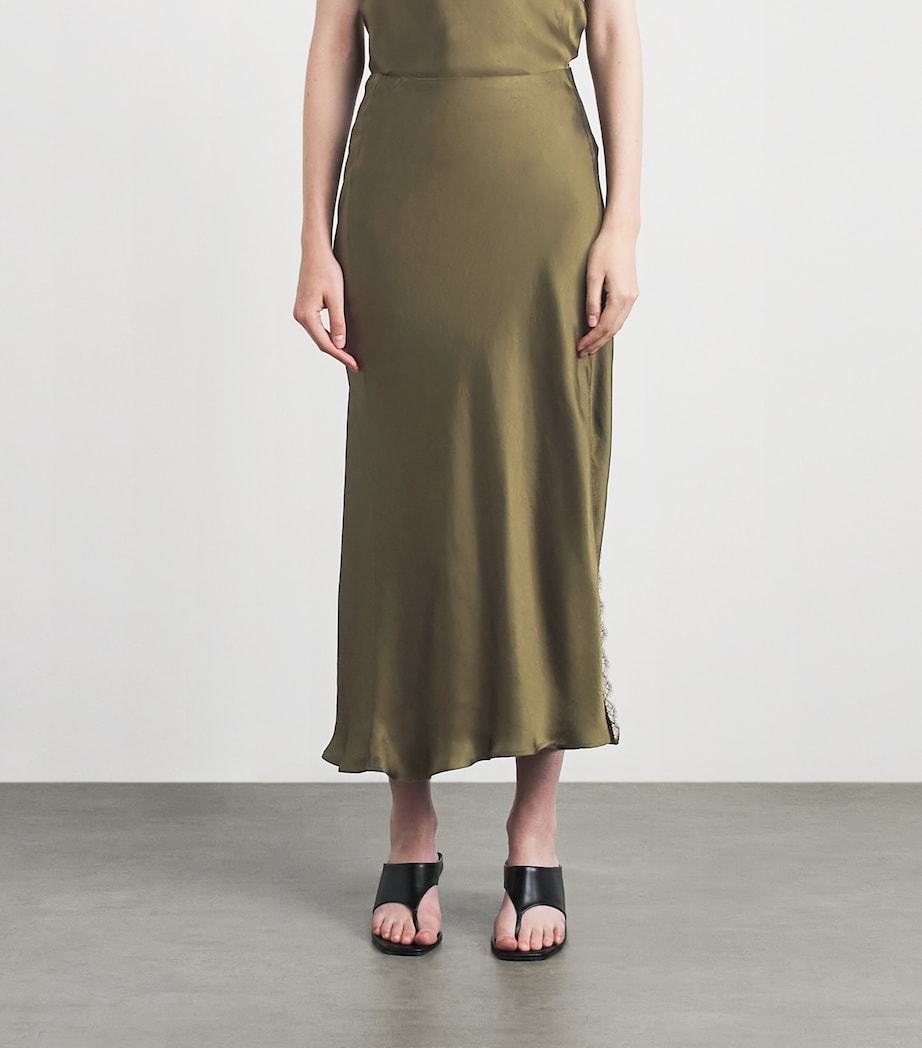 Claudie Pierlot Womens Satin Lace Midi Skirt Bronze Image 4