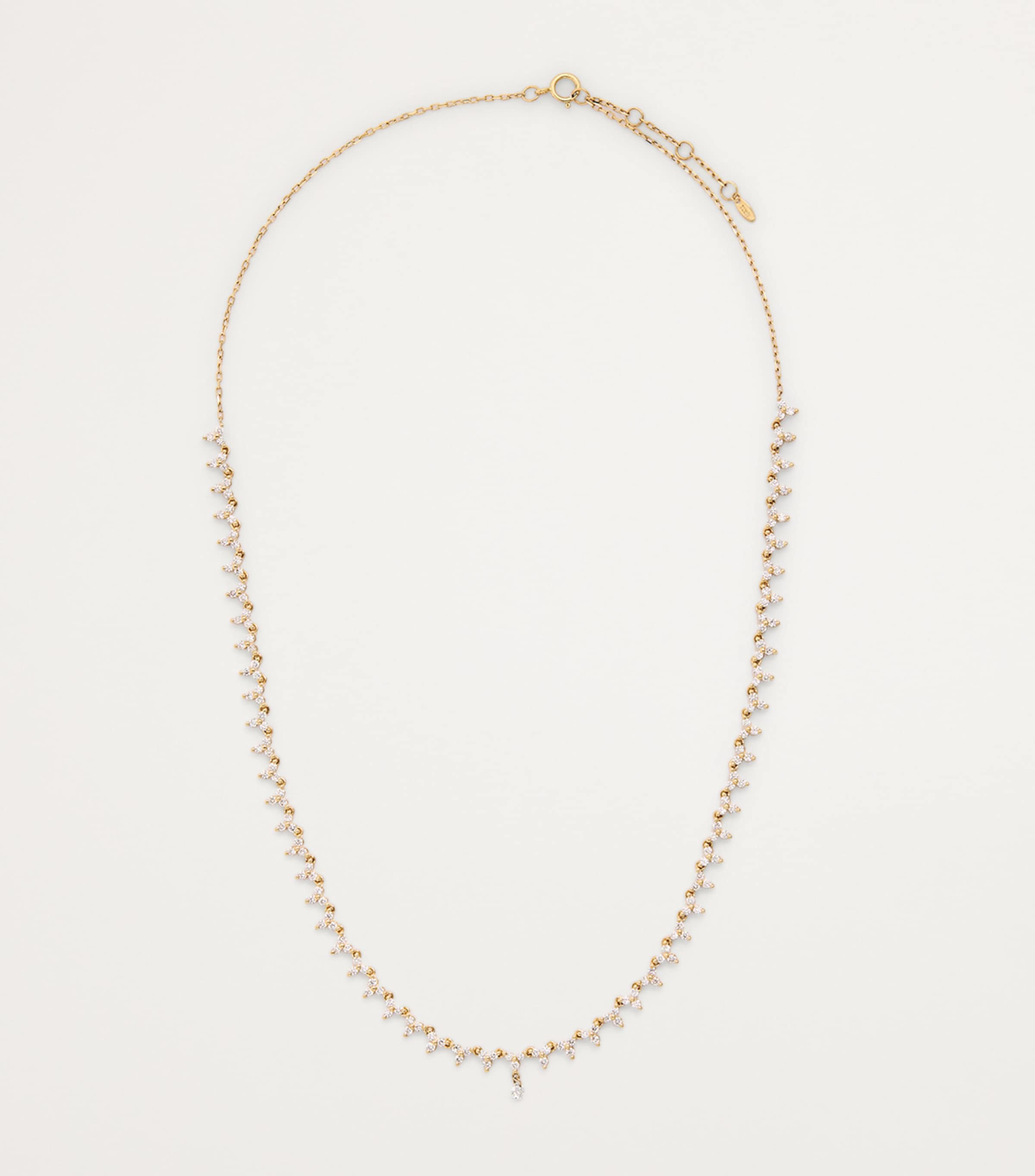 Yellow Gold and Diamond Triangle Tennis Necklace YELLOW GOLD Image 3