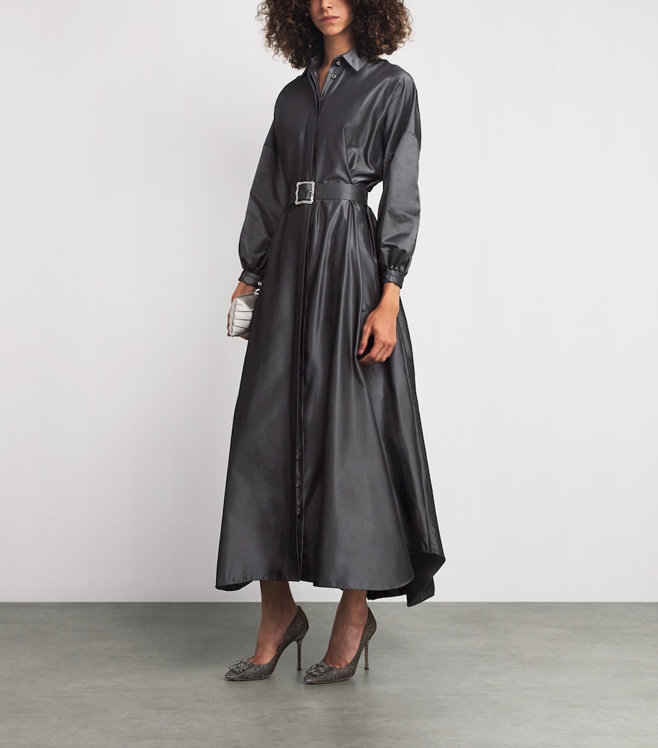 Alexis Mabille Womens Belted Maxi Shirt Dress Dark Grey Image 2