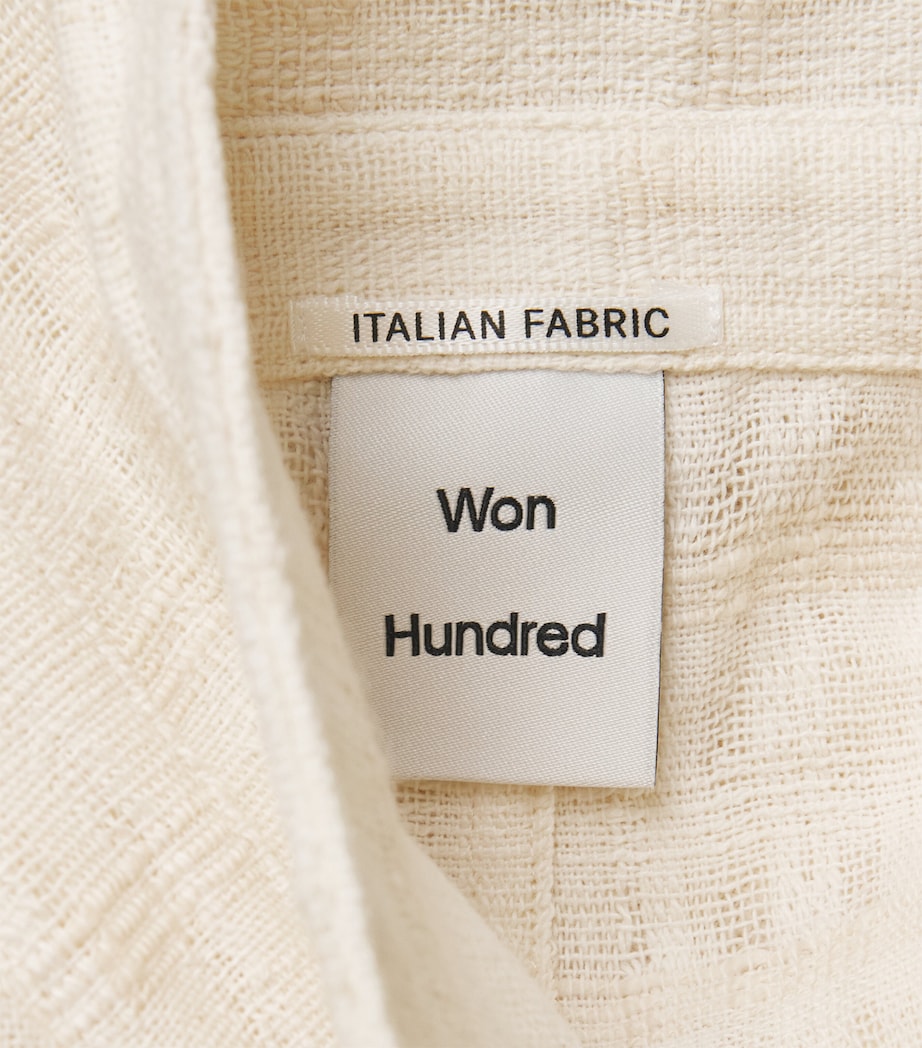 Won Hundred Mens Cotton-Blend Check Short-Sleeve Shirt Cannoli Cream Image 6