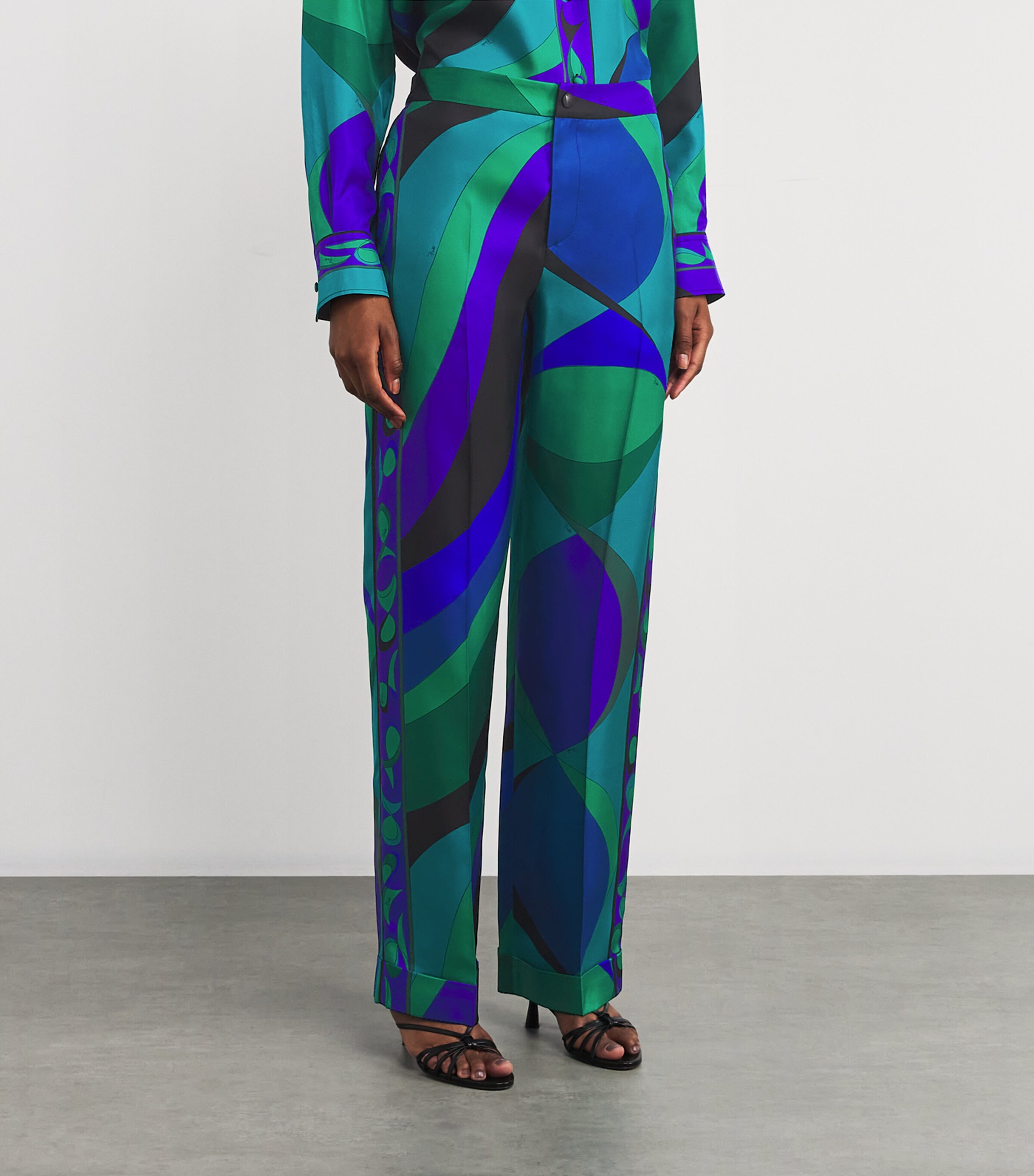 Silk Straight Trousers 016 SMERALDO Image 3