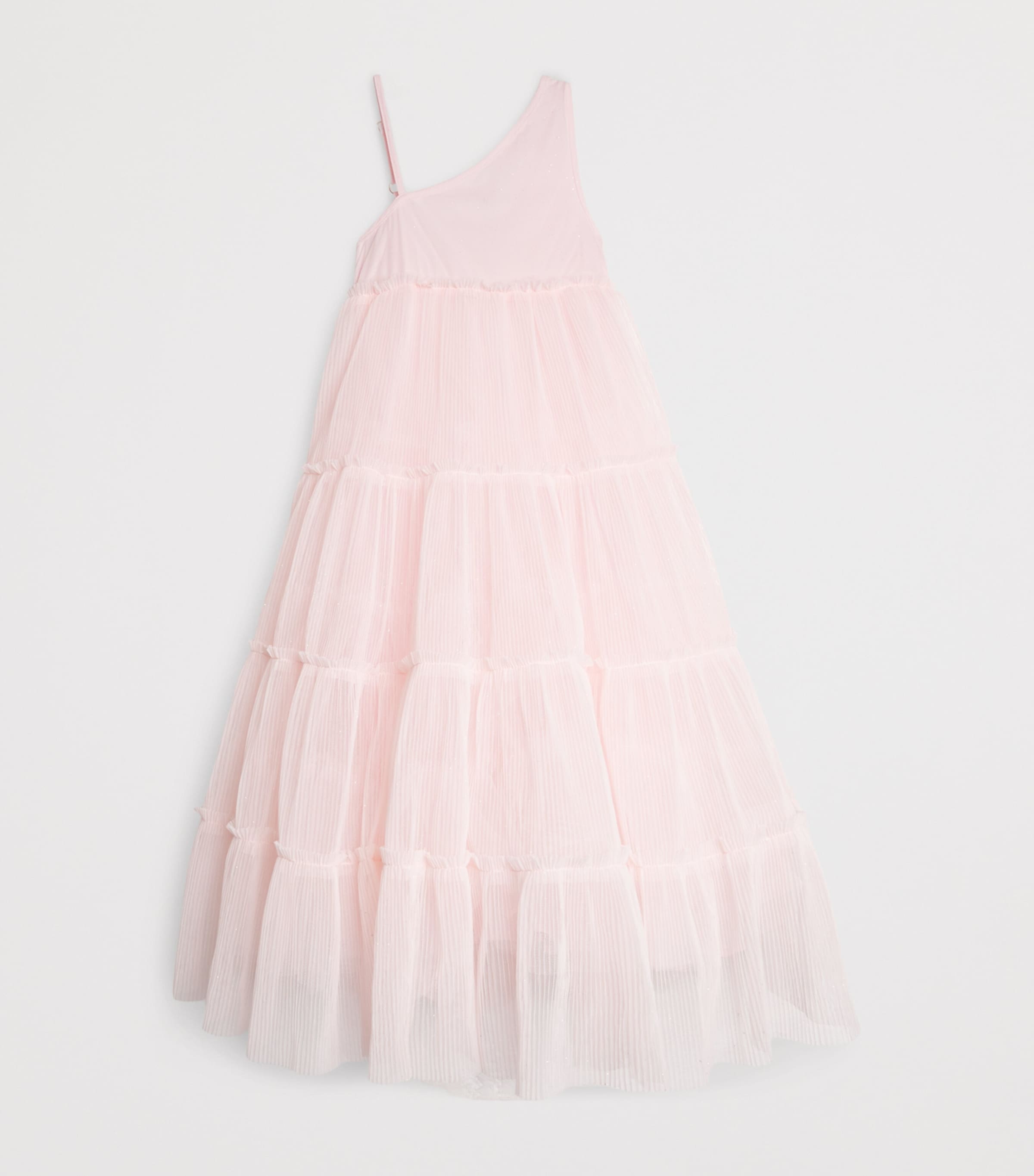 Billieblush Pleated Tulle Asymmetric Dress (3-12 Years) Pale Image 2