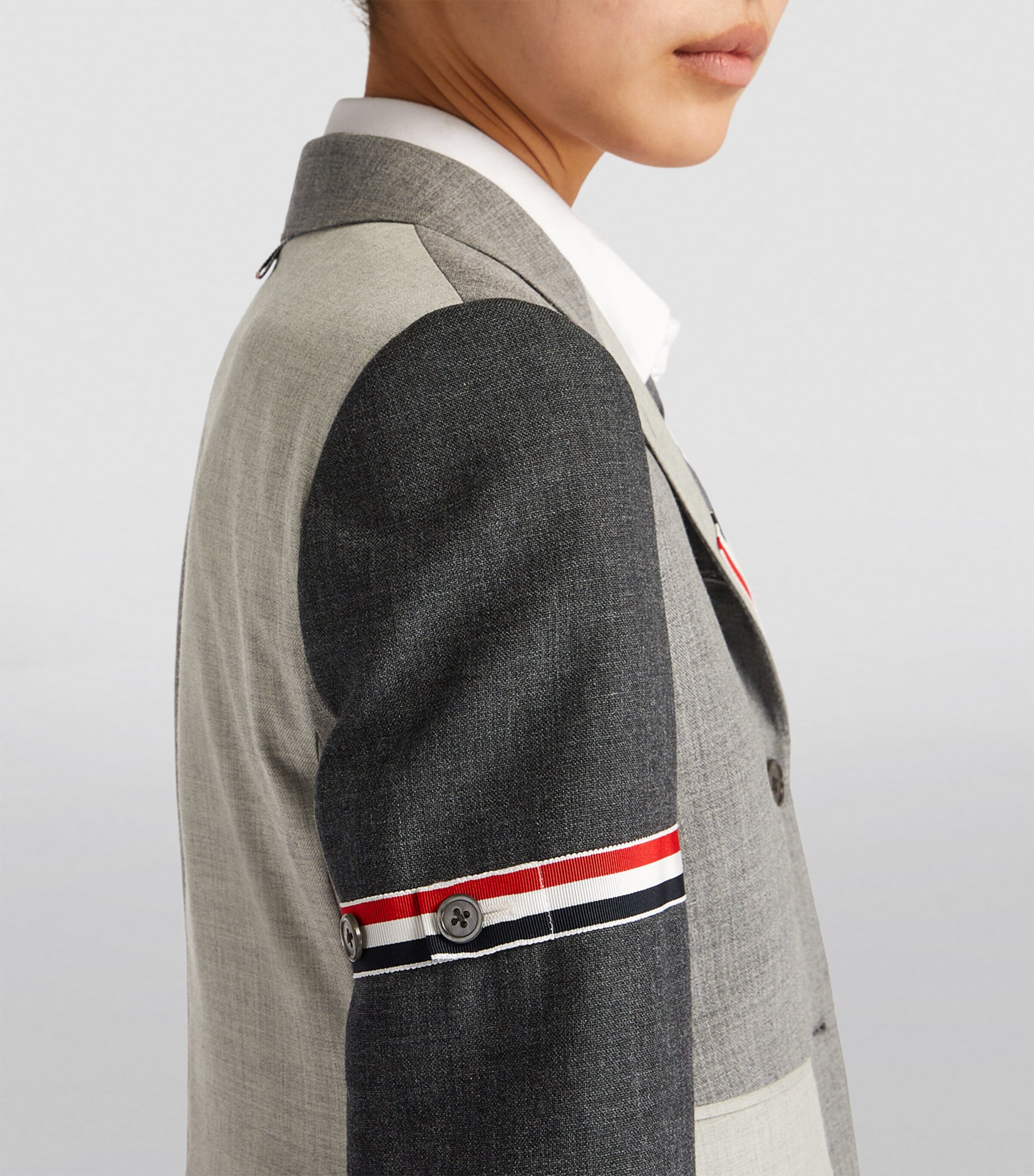 Wool High Armhole Tricolour Sport Coat DARK GREY Image 6