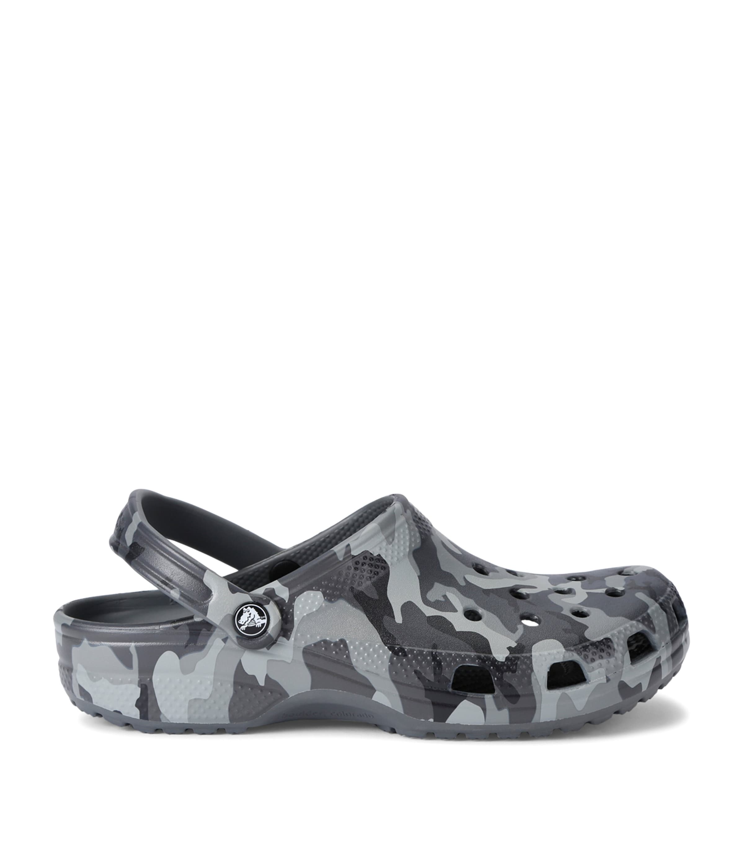 Shop Crocs Classic Camouflage Clogs In Grey