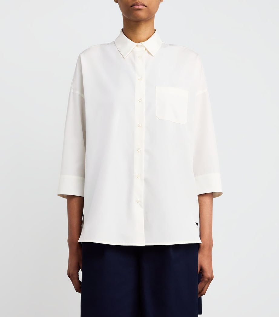 Cotton Poplin Flared Shirt WHITE Image 3