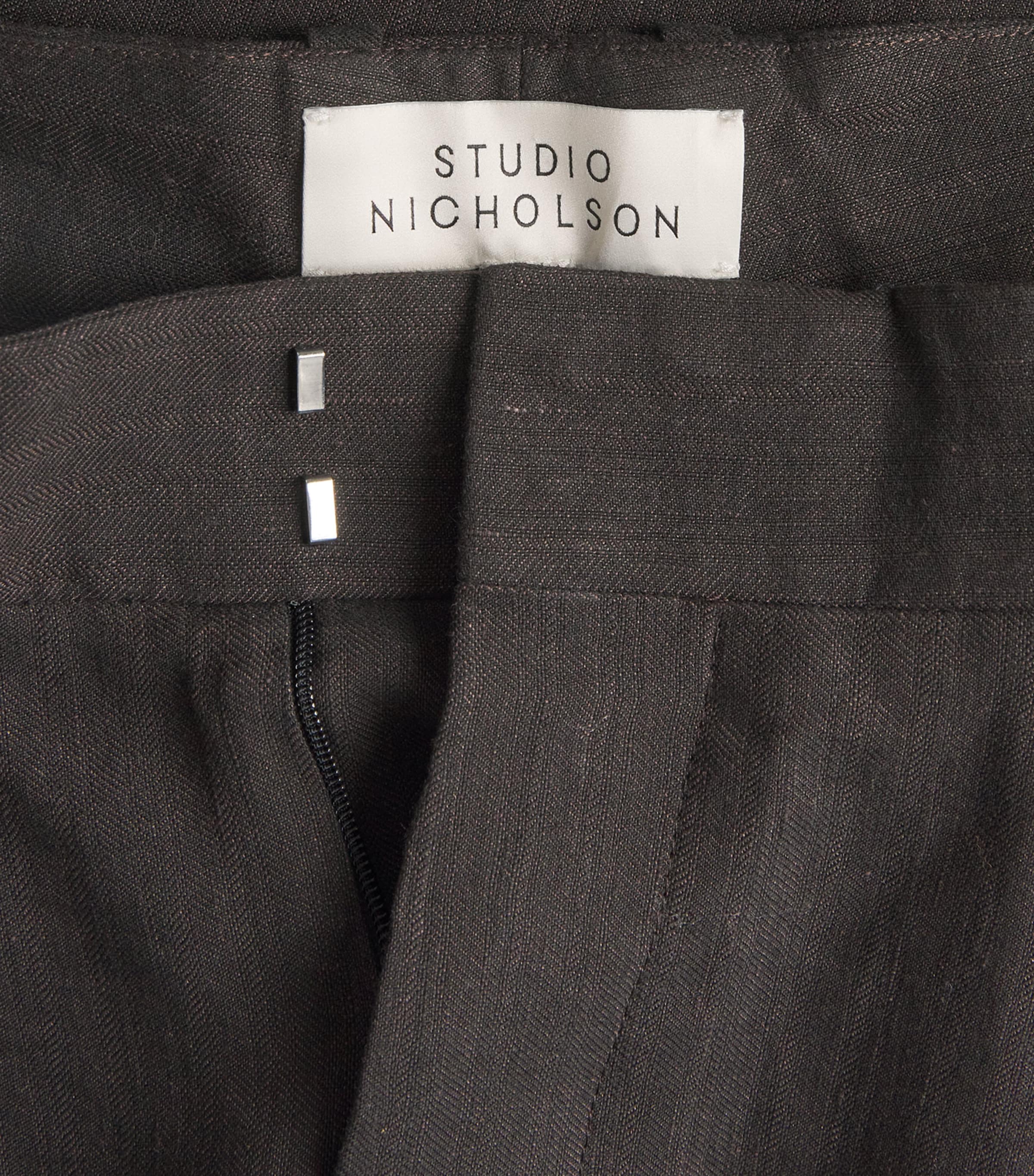 Herringbone Pleated Wide-Leg Trousers ESPRESSO Image 5