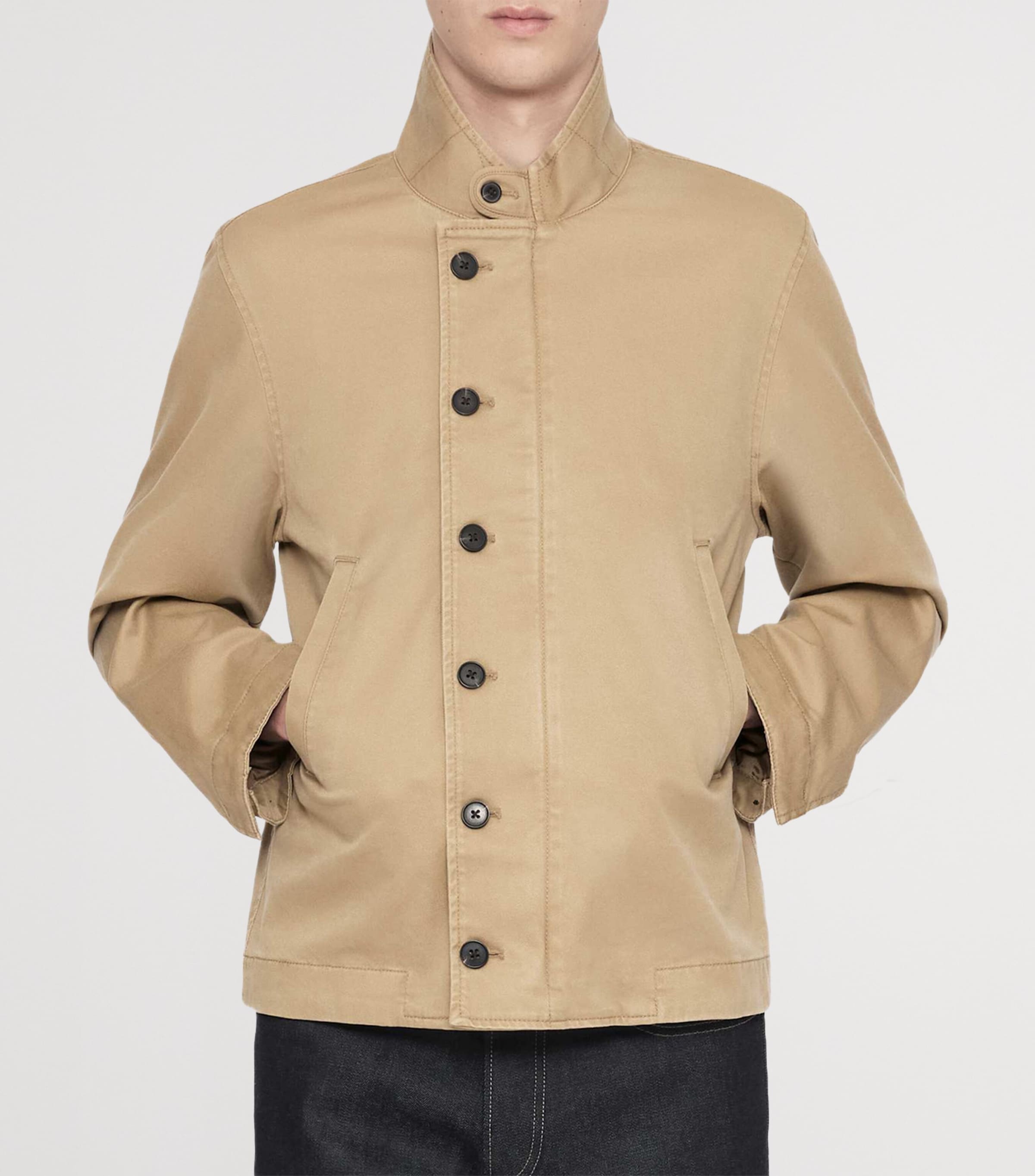 AllSaints Mens Cotton Enfield Jacket Khaki Brown Image 3