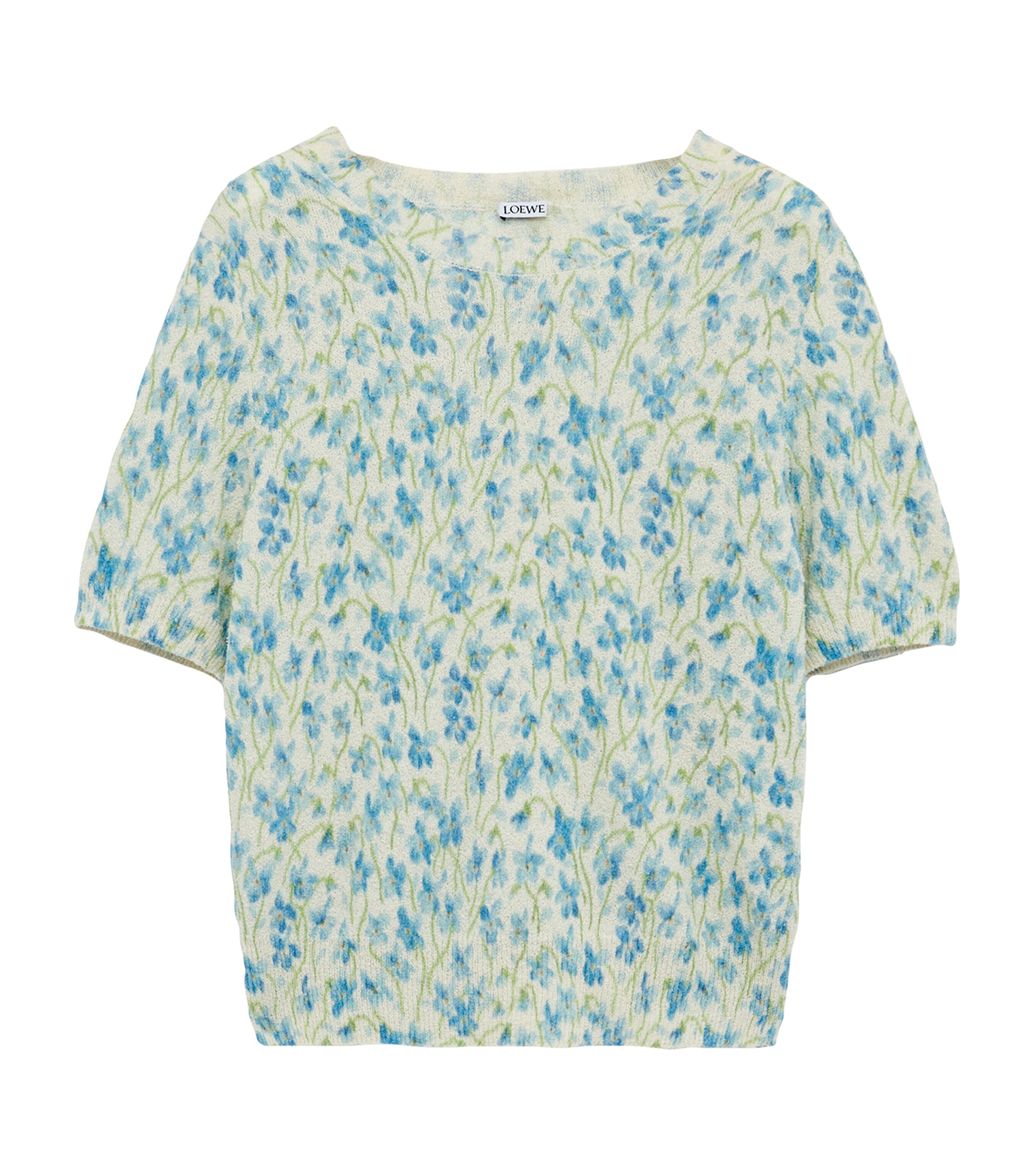 Loewe Cotton-blend Floral Print Short Sleeve Sweater