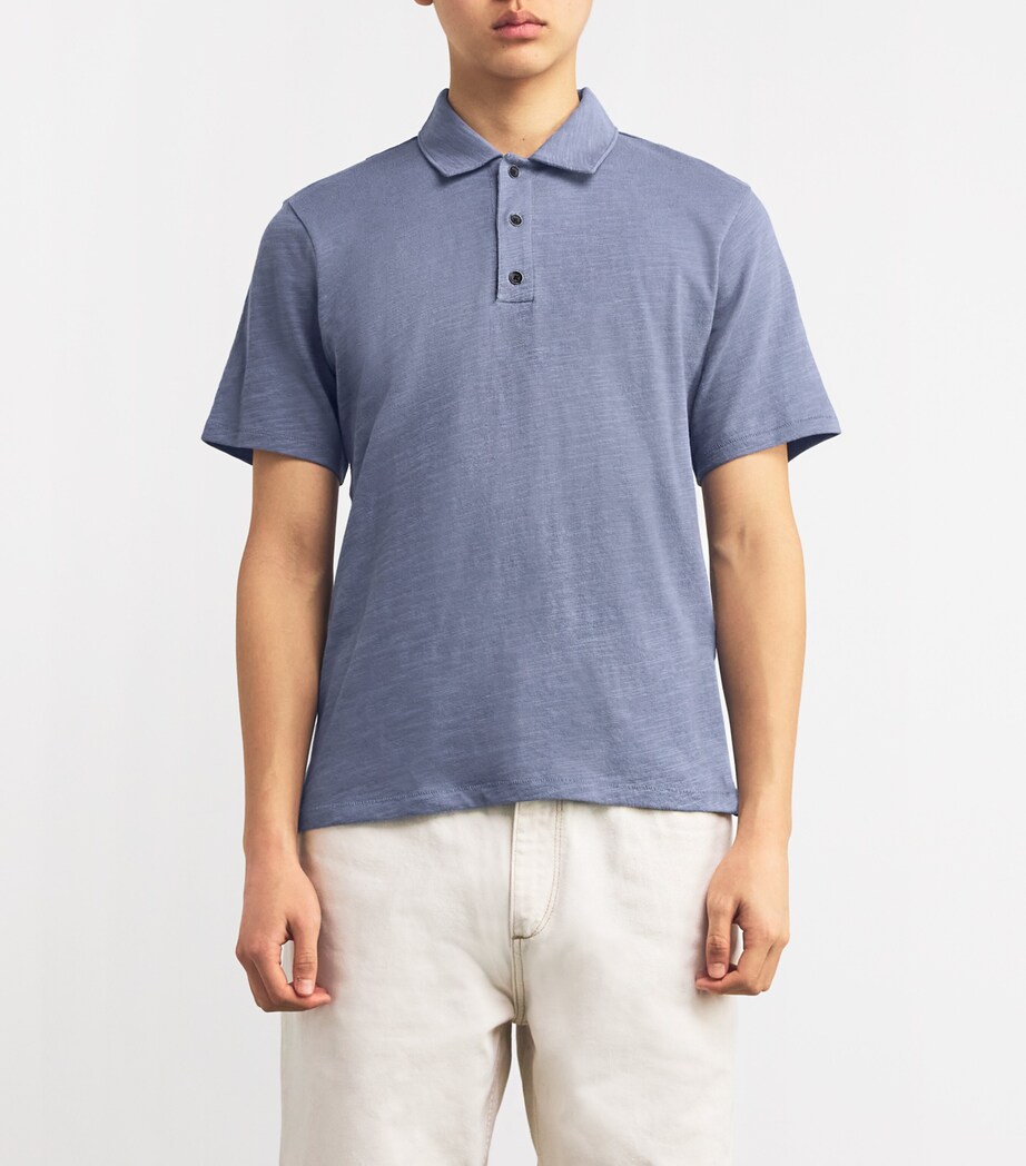 Rag & Bone Mens Cotton Flame Polo Shirt Seagrey Image 3