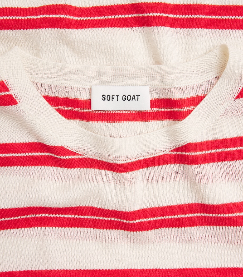 Silk-Cashmere Stripe Top TOMATO Image 6