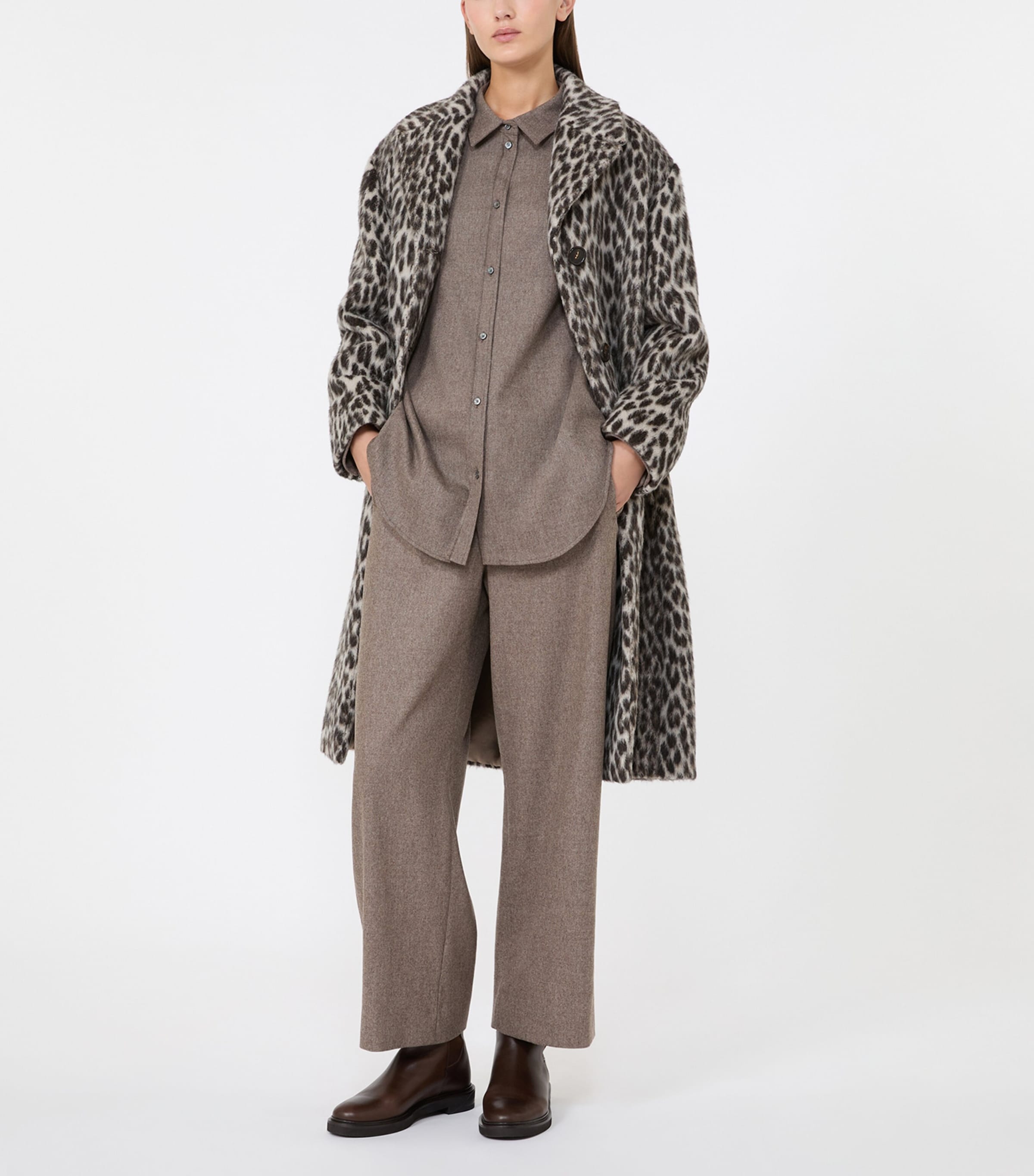 Max Mara Womens Stretch-Wool Drawstring Trousers Turtledove Image 4