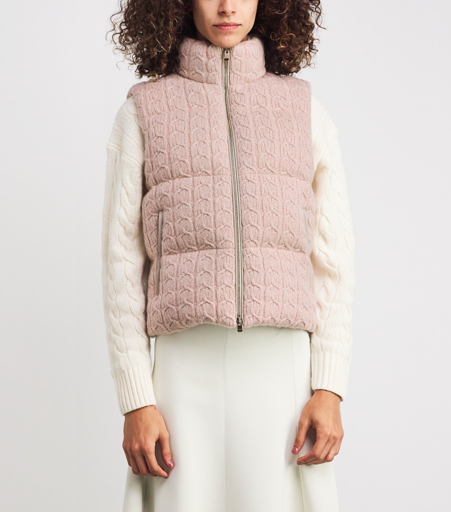 Cashmere Quilted Gilet P06PINK - ROSE' Image 3