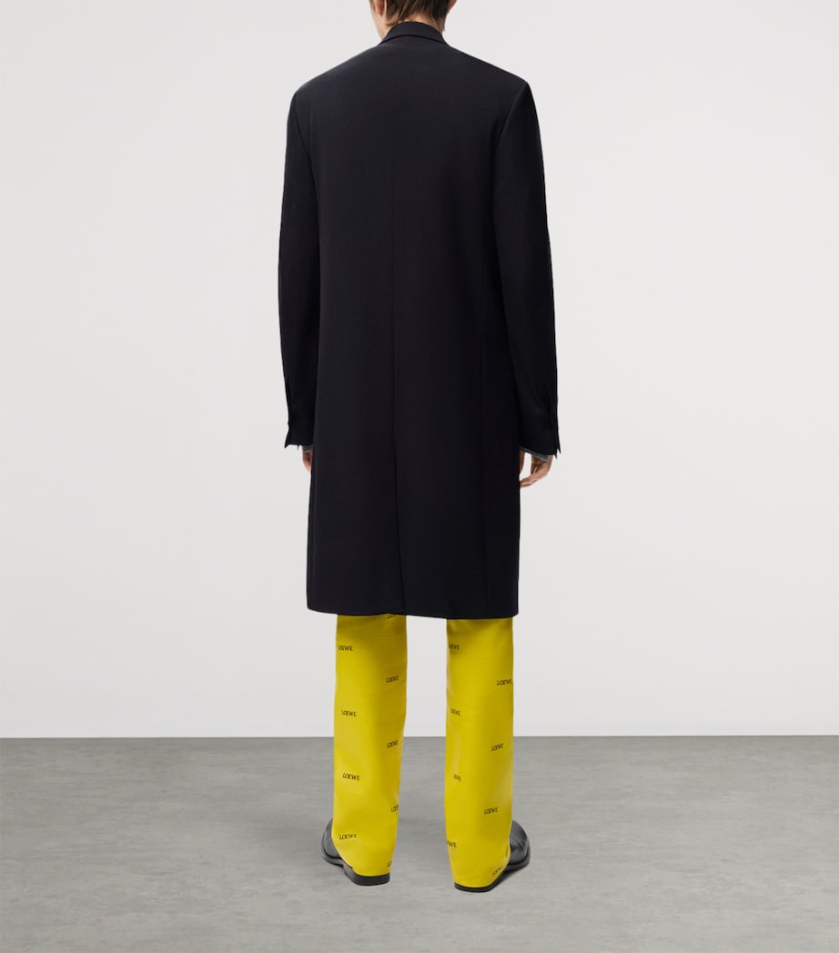 LOEWE Mens Wool-Blend Double-Breasted Coat Dark Navy Image 4