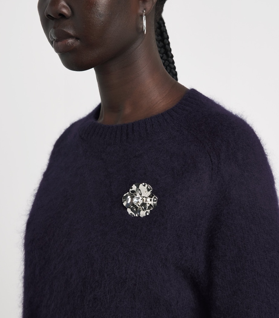 Maje Womens Brooch-Detail Sweater Navy Image 3