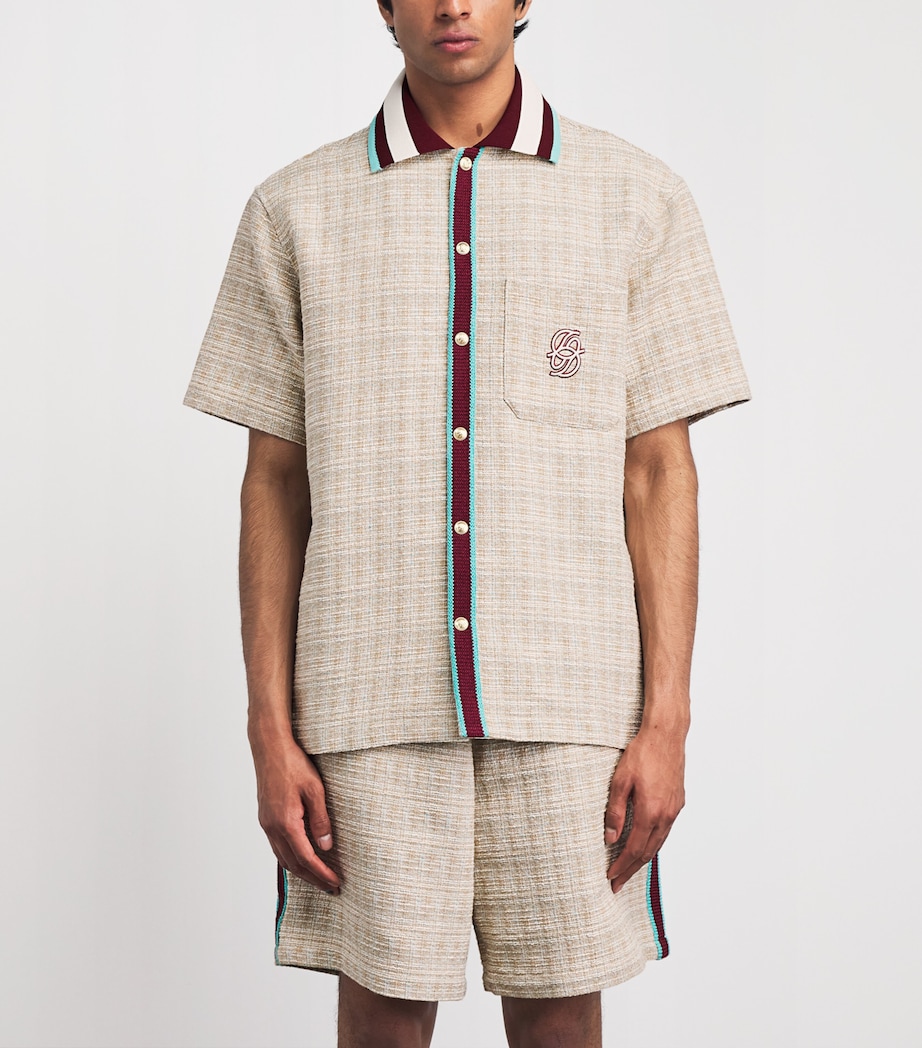 Drôle De Monsieur Mens Tweed Logo Shirt Dark Sand Image 4
