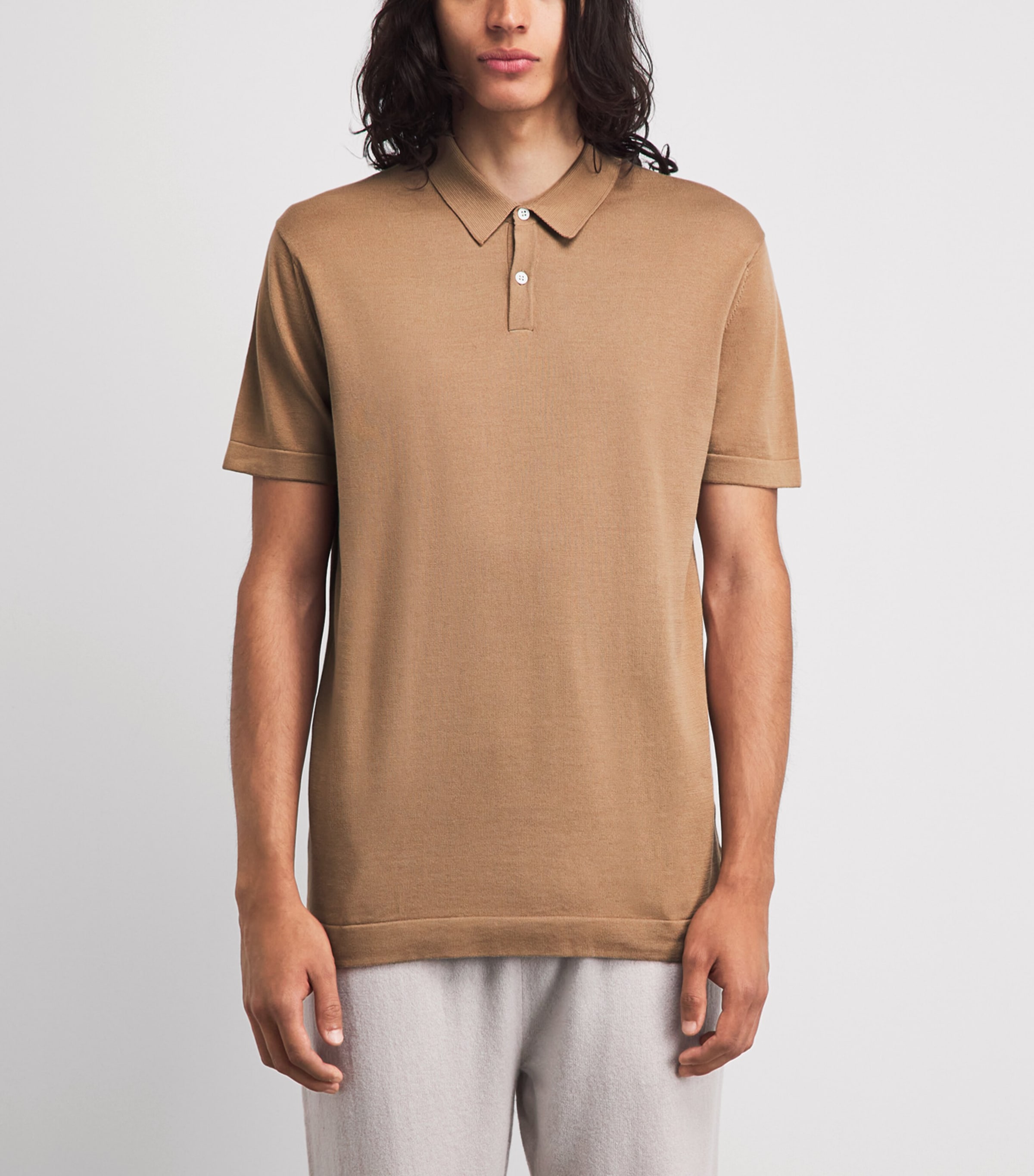Derek Rose Mens Sea Island Cotton Jacob Polo Shirt Bei Image 4