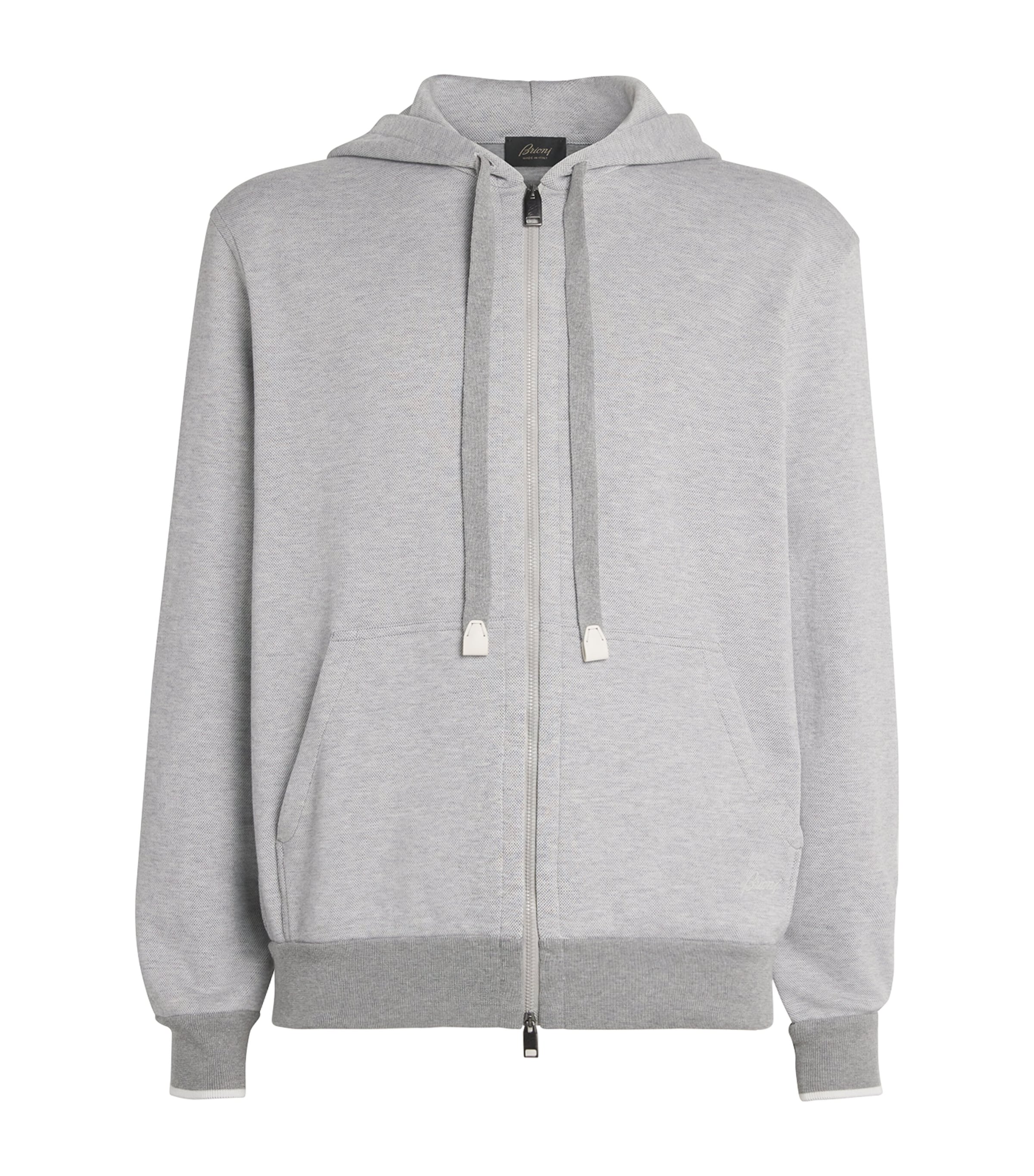 Brioni Mens Stretch-Cotton Zip-Up Hoodie Image 1