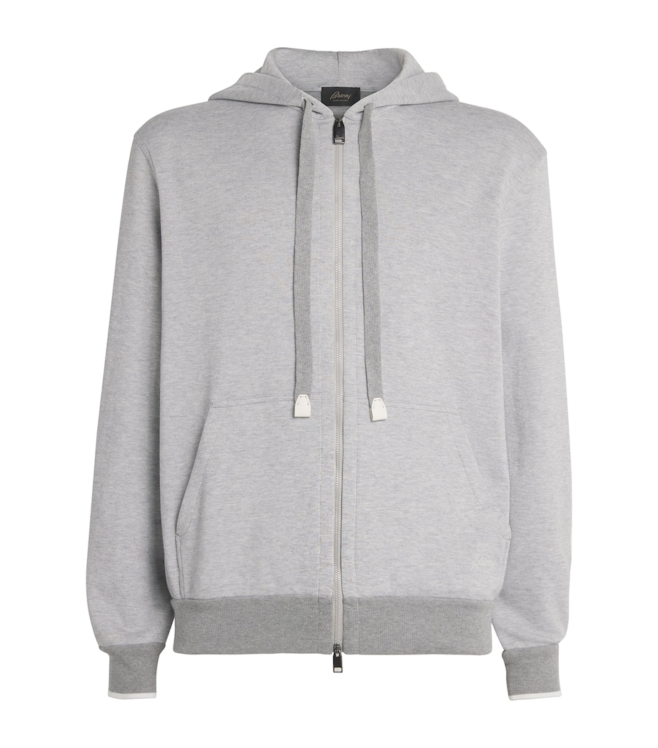 Brioni Mens Stretch-Cotton Zip-Up Hoodie Image 1