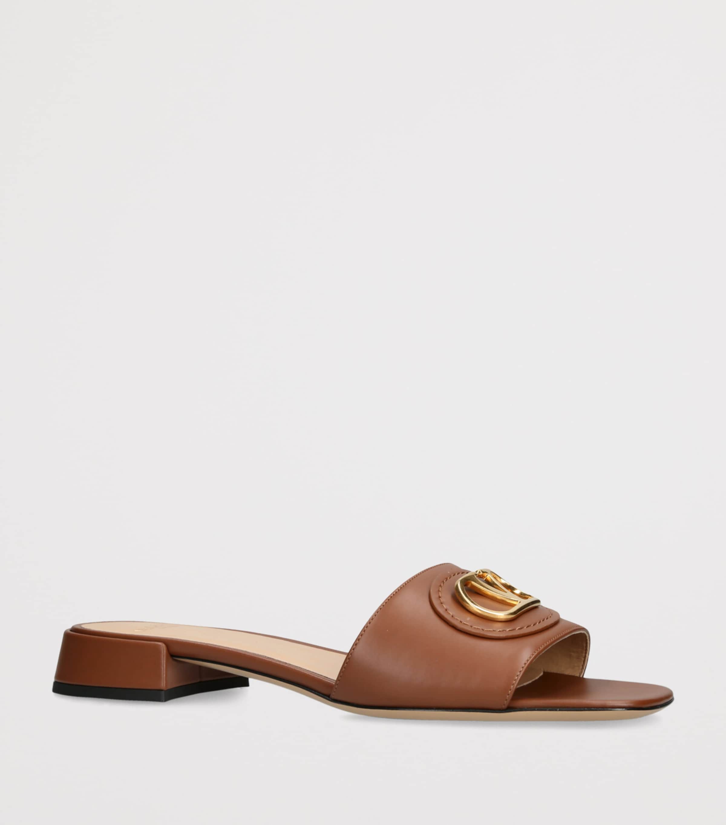 Leather VLogo Slides 20 TAN Image 3