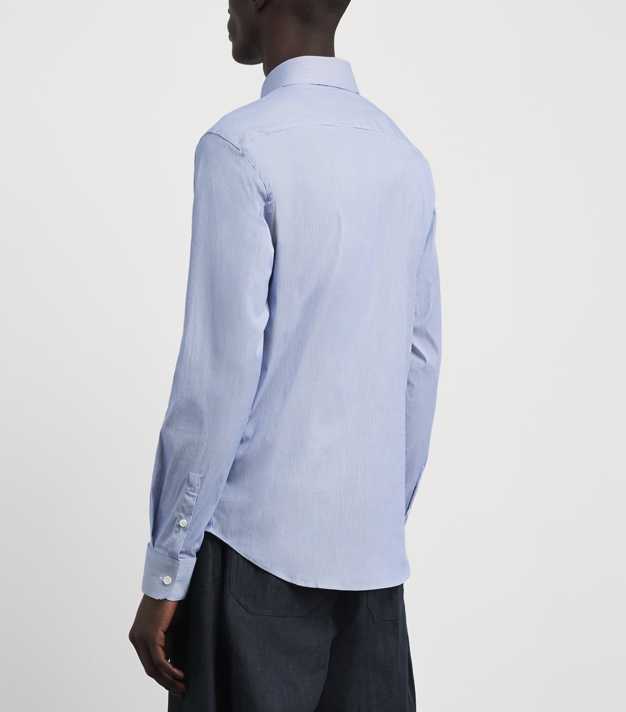 Sandro Paris Mens Cotton Stripe Shirt White / Blue Image 5