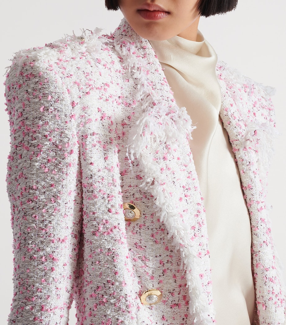 Tweed Frayed Blazer GRD BLANC/ROSE Image 3