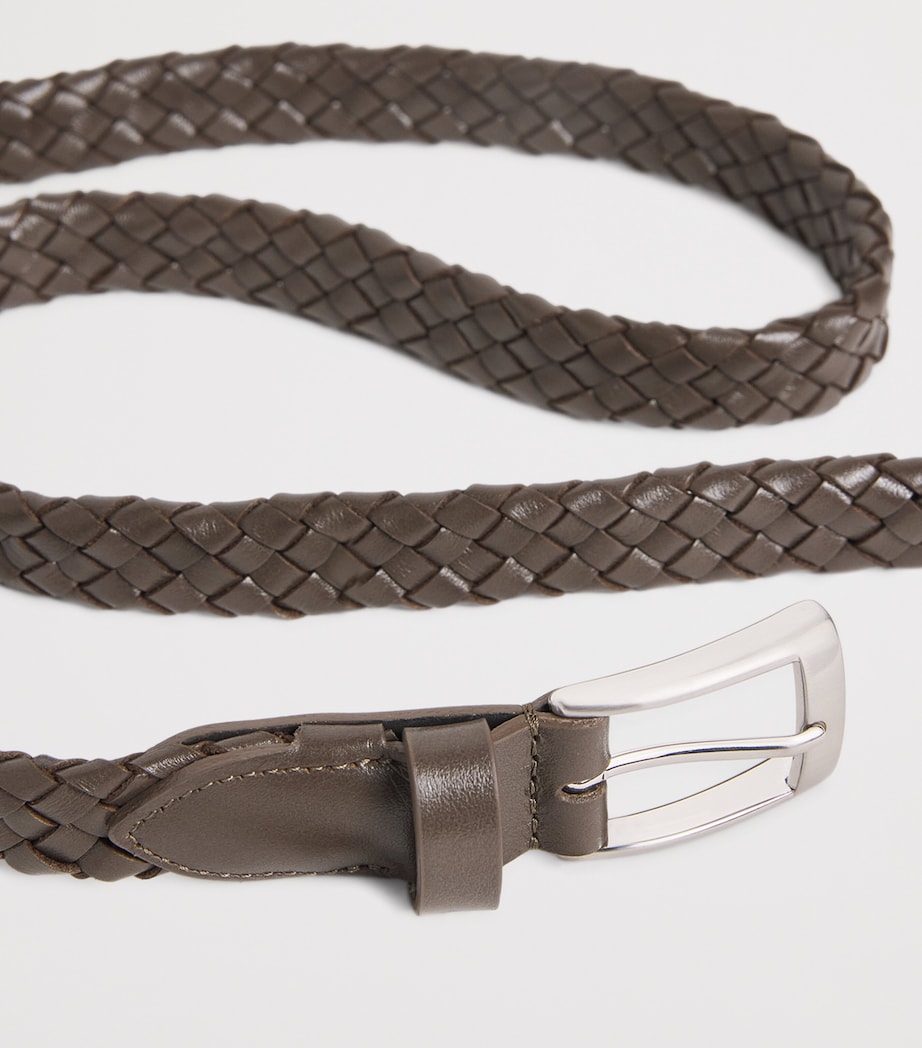 Leather Weaved Belt 515-BROWN Image 5