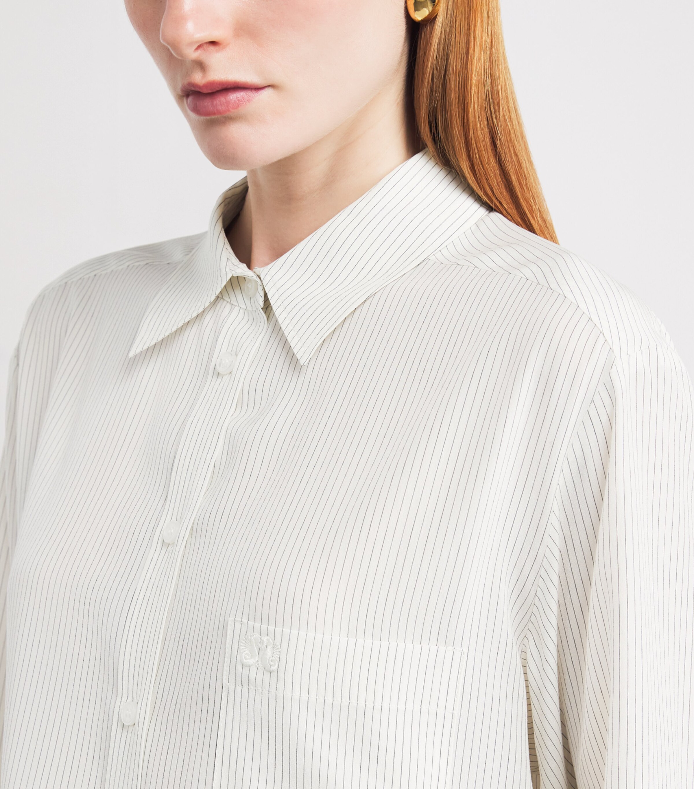 Blazé Milano Womens Silk Stripe Shirt Navy Stripe Image 6