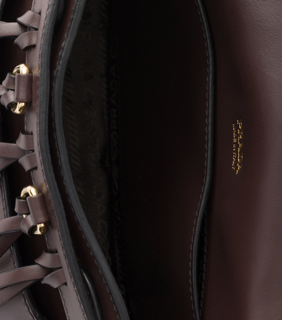 Prada Mini Leather and Corduroy Corsaire Shoulder Bag Brown Image 7