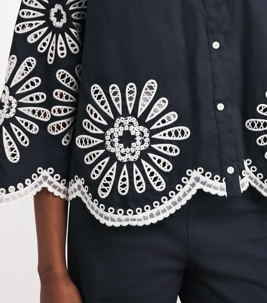 Cotton Embroidered Shirt NAVY Image 6