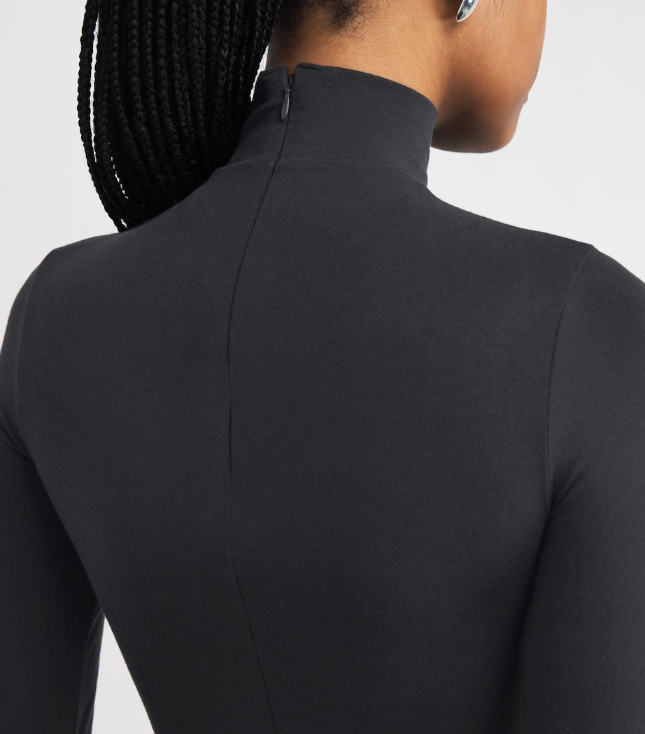 Stretch-Cotton Jersey Rollneck Top SOOT Image 6