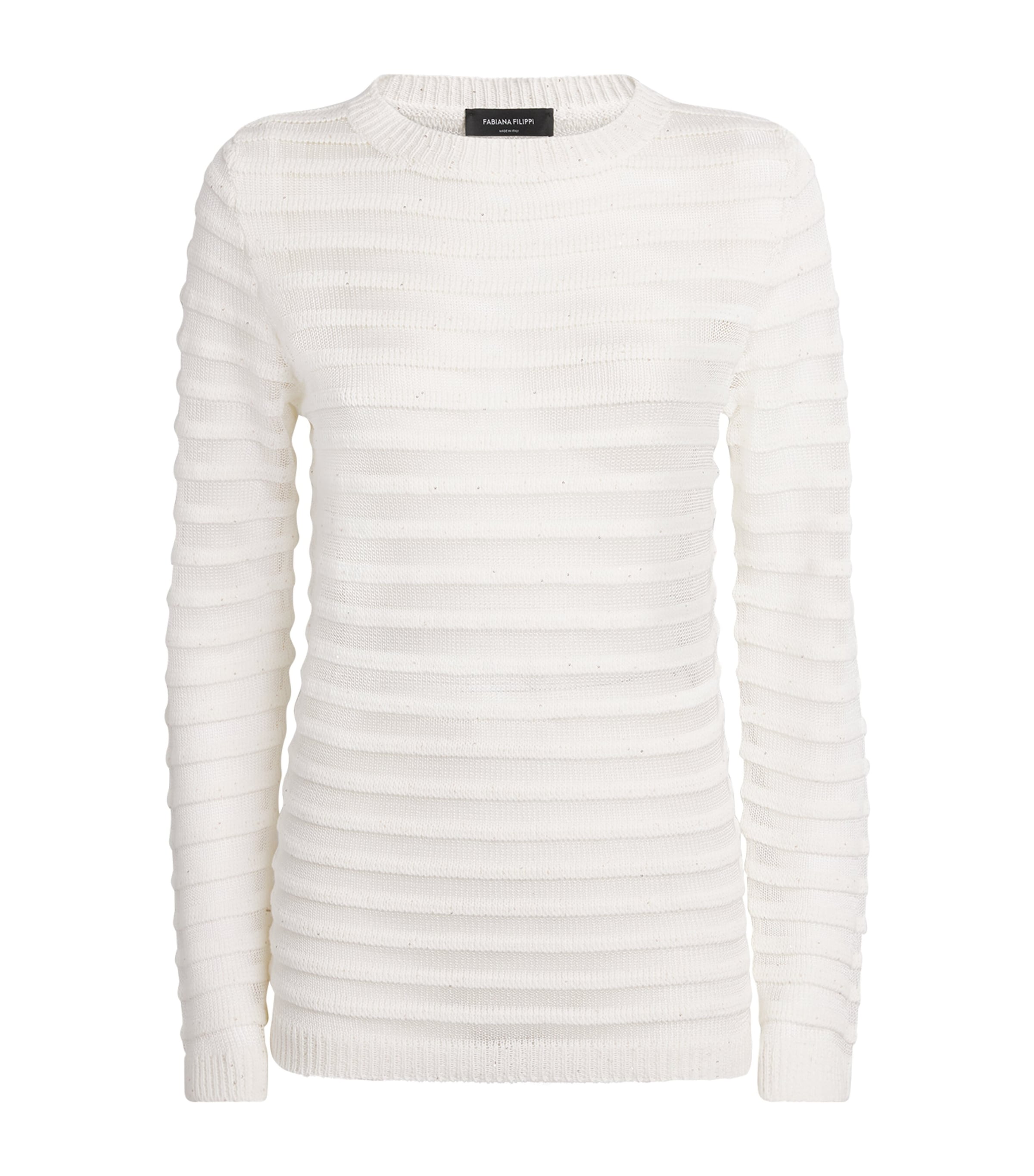 Fabiana Filippi Womens Cotton-Blend Stripe Sweater Bianco Image 1