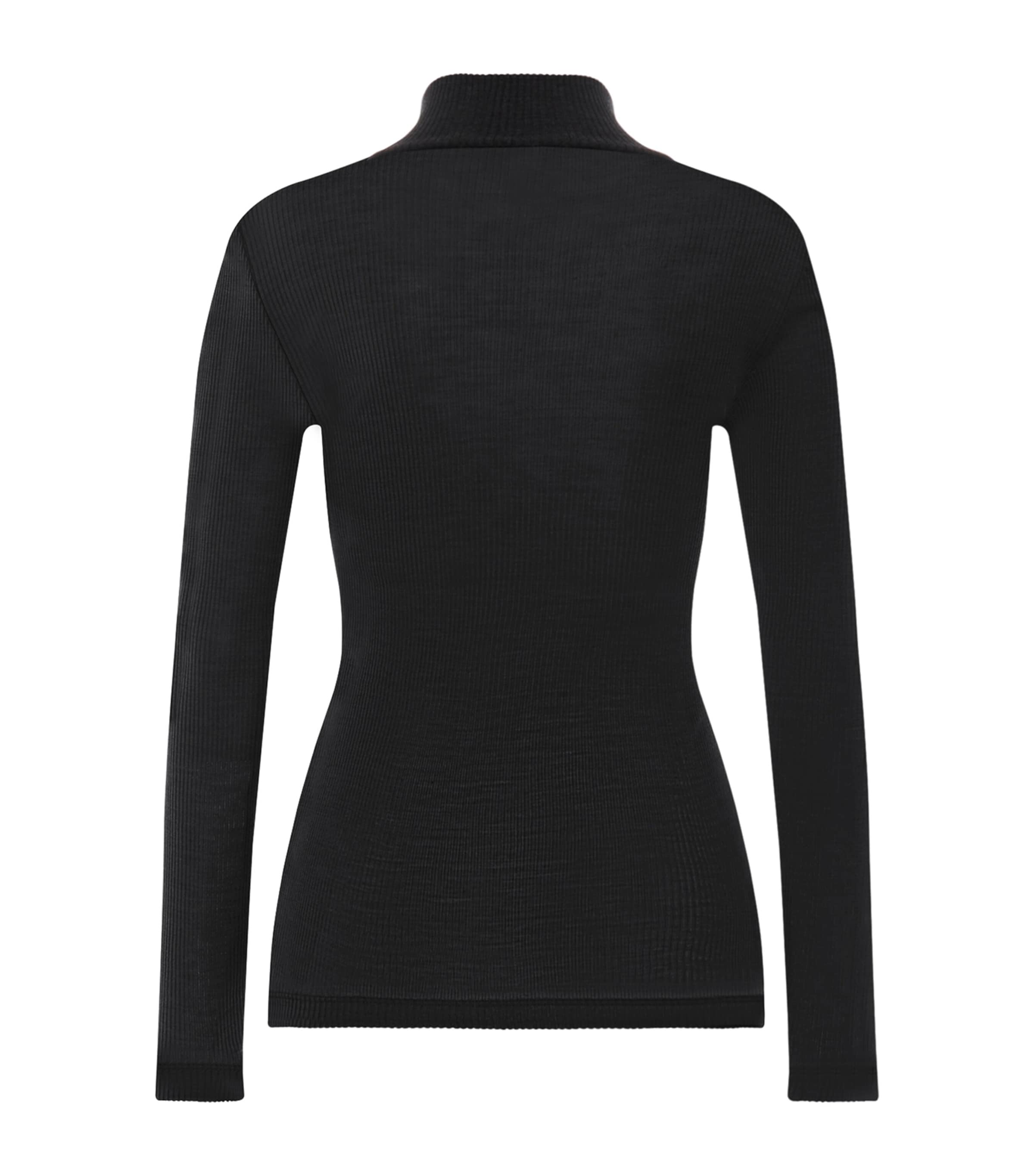 Hanro Womens Wool-Silk Funnel-Neck Top Phantom Image 3