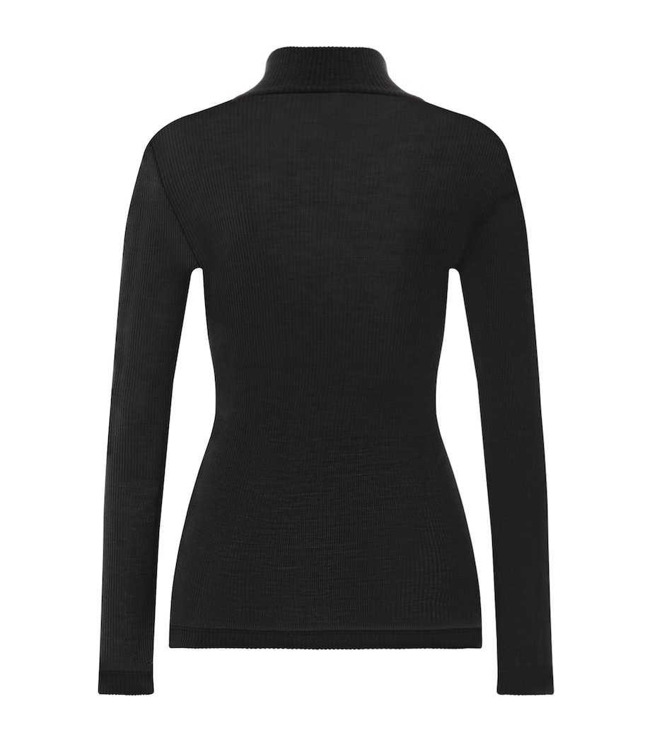 Hanro Womens Wool-Silk Funnel-Neck Top Phantom Image 3