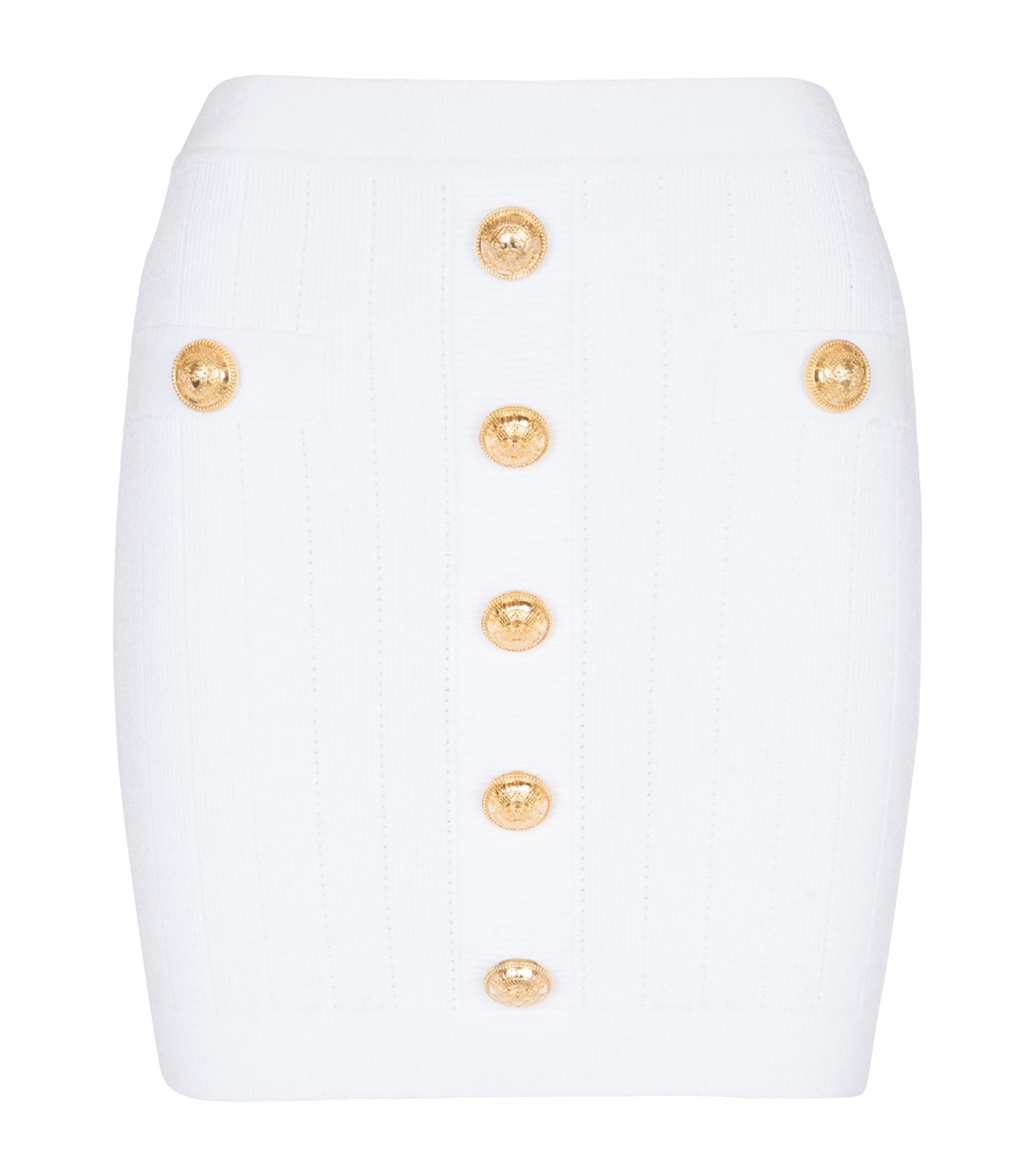 Shop Balmain Knitted Mini Skirt In White