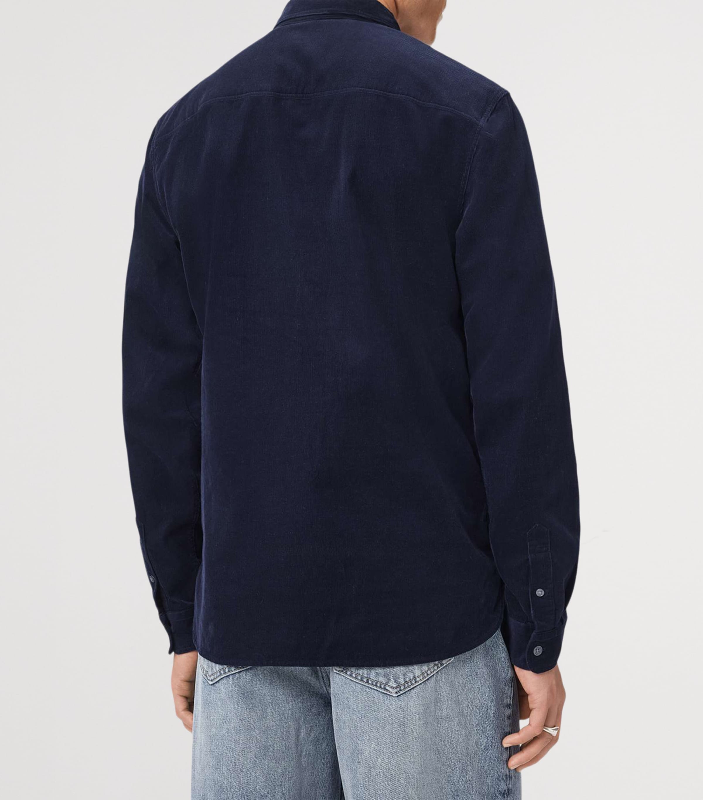 AllSaints Mens Cotton Corduroy Birchwood Shirt Sapphire Blue Image 4