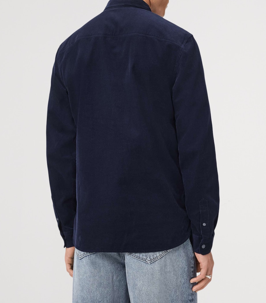 AllSaints Mens Cotton Corduroy Birchwood Shirt Sapphire Blue Image 4