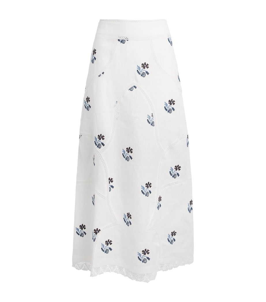 LUG VON SIGA Womens Linen Liza Maxi Skirt Offwhite/hndmd Embrd Image 1