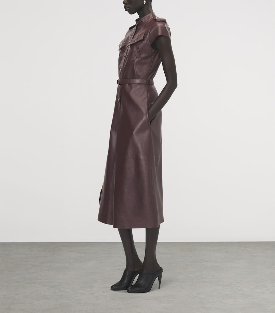 McQueen Womens Leather Uniform Midi Dress Image 3