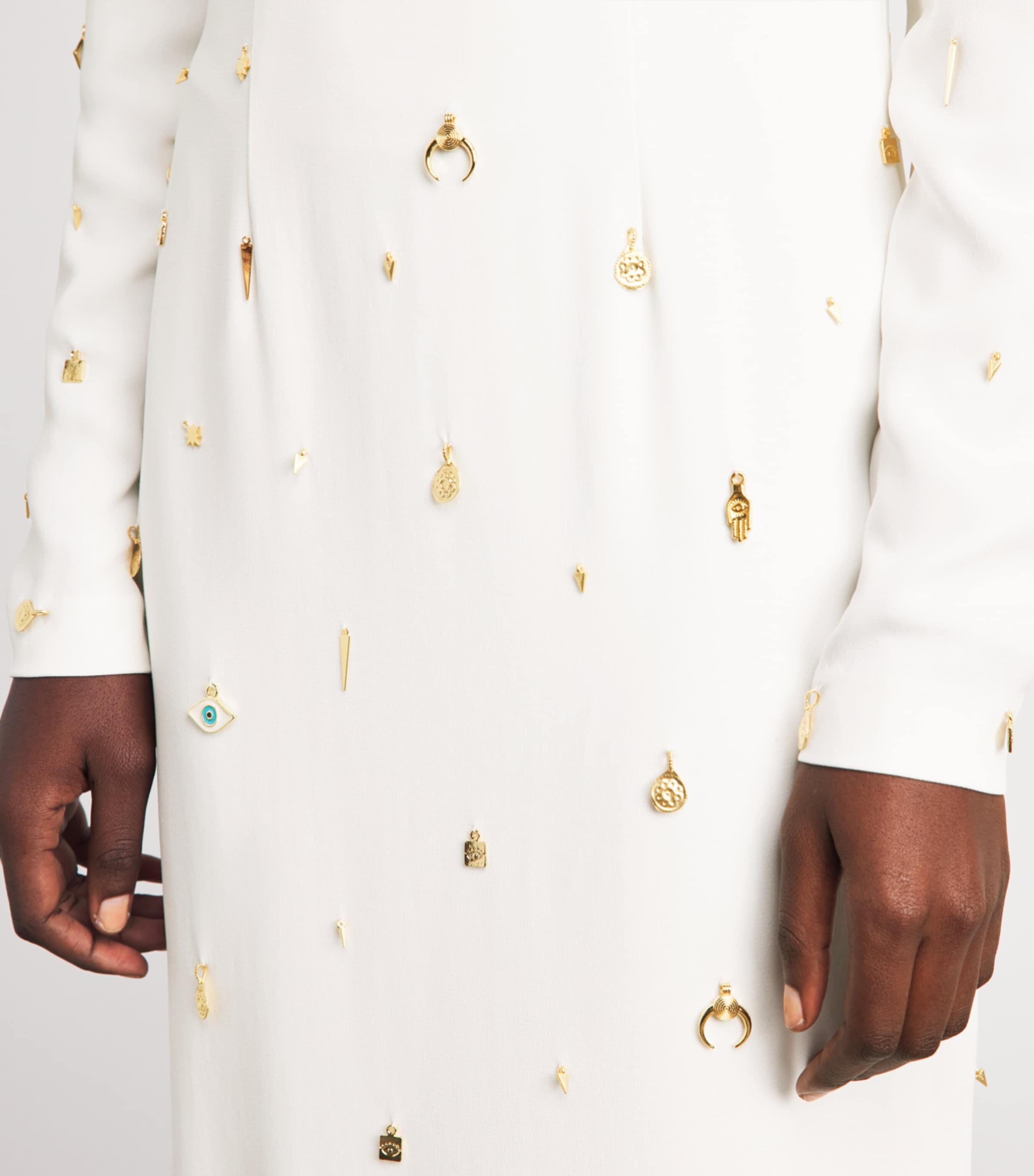 Ziyad Buainain Womens Charm Embellished Gown White Image 5