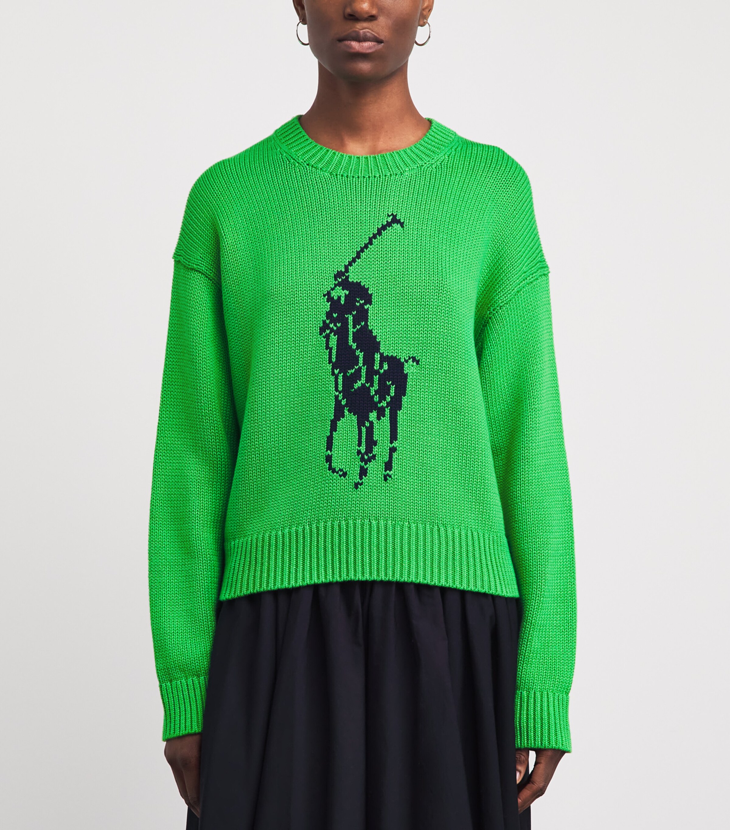 Polo Ralph Lauren Womens Cotton Big Pony Sweater Palm Green Image 4