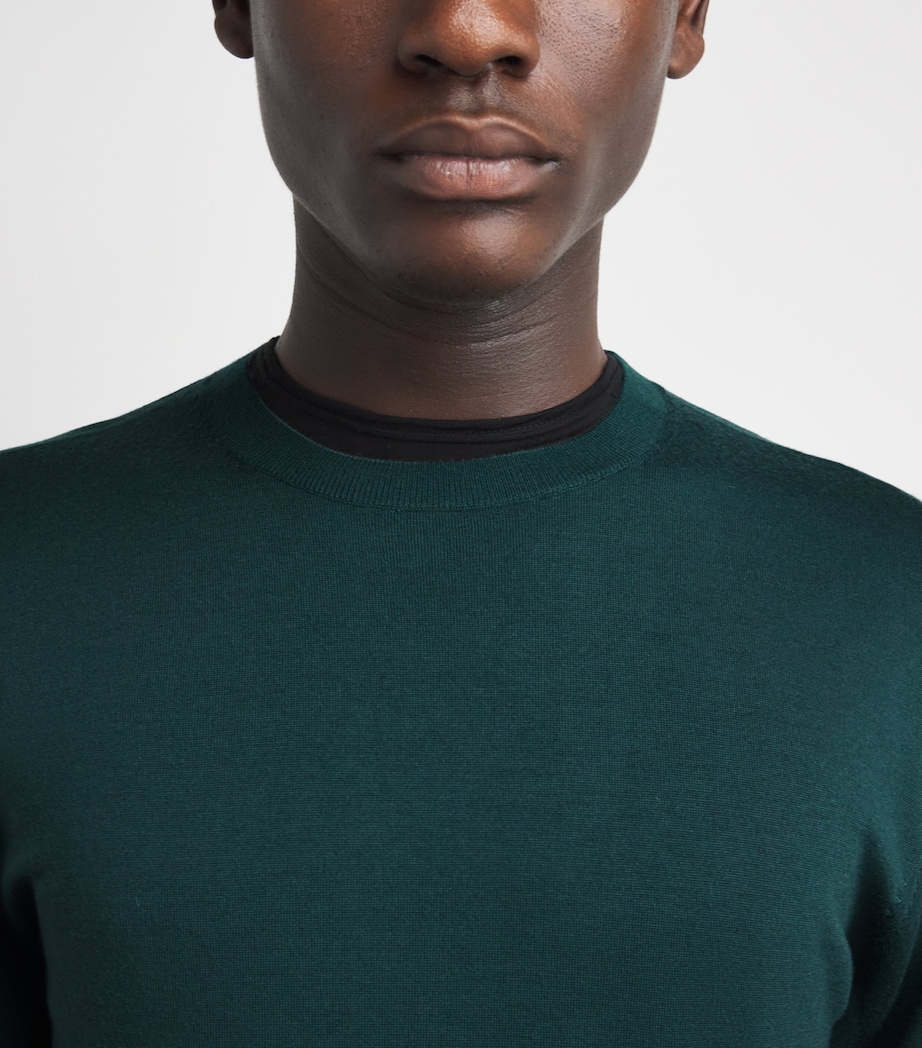 Falke Mens Ultrafine Merino Wool Sweater Forest Image 3